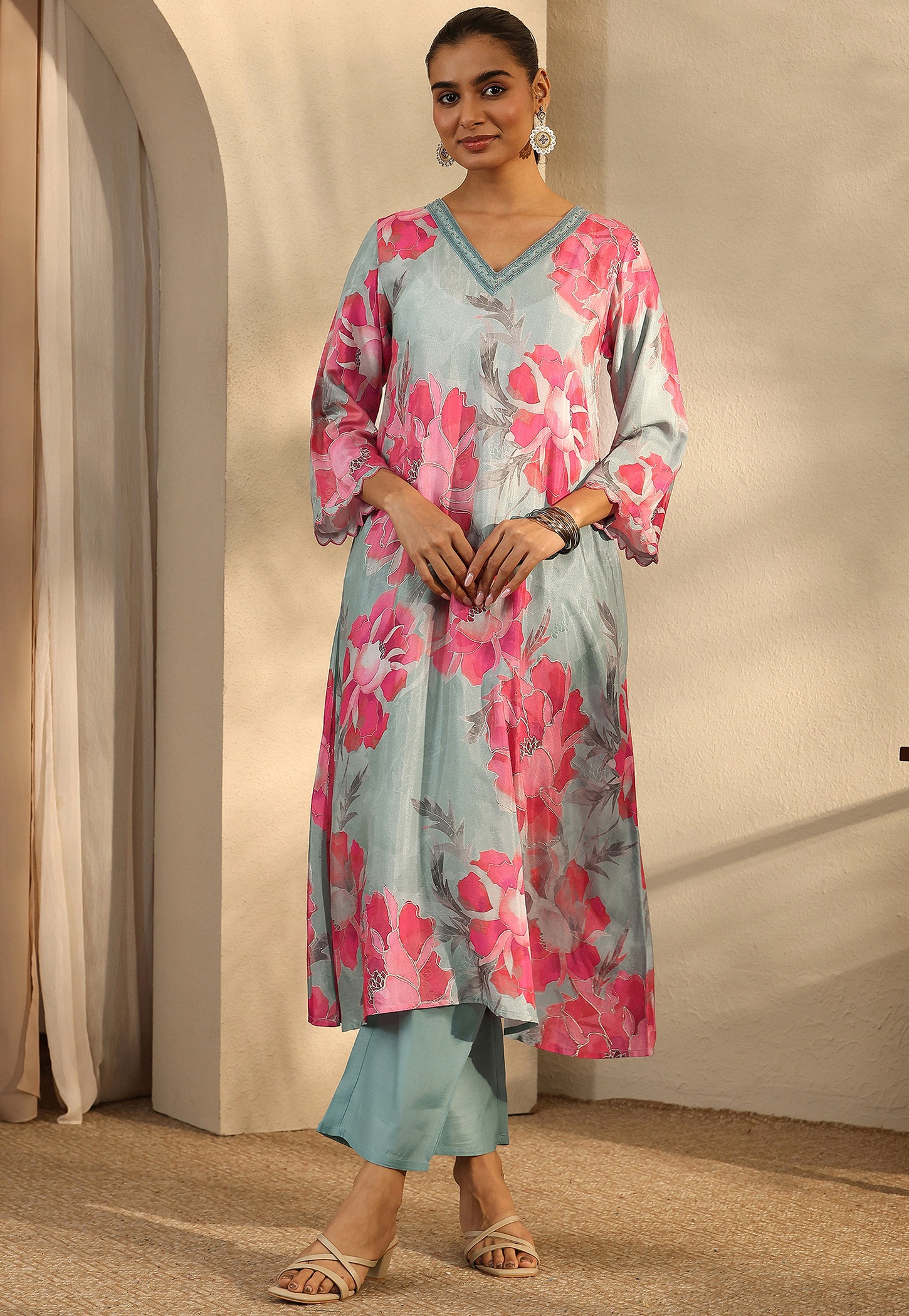 LIBAS Floral Print A-line Kurta Set-picture-17