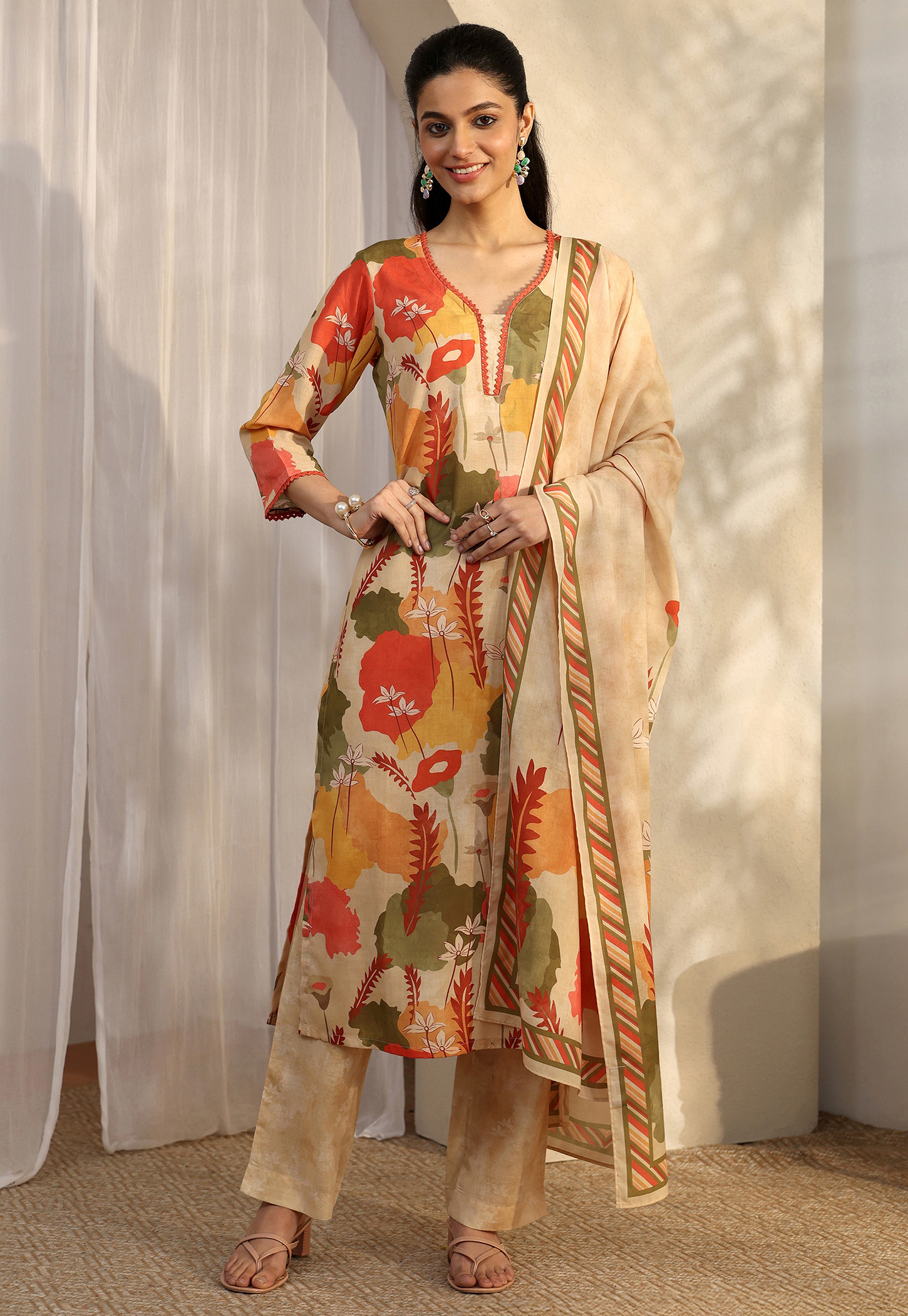 LIBAS Floral Print Palazzo Kurta Set-picture-41