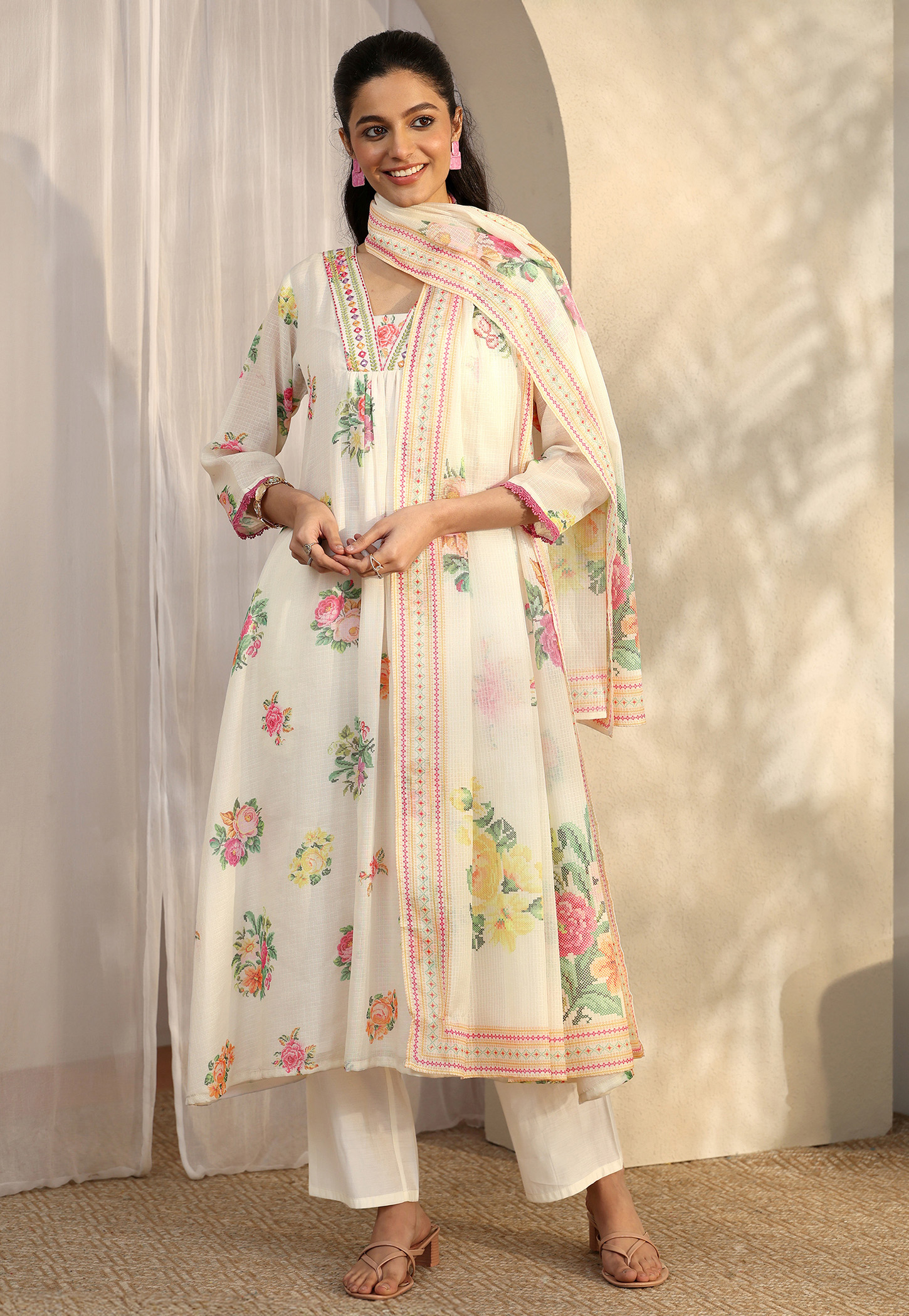 LIBAS Floral Print Anarkali Kurta Set-image-26