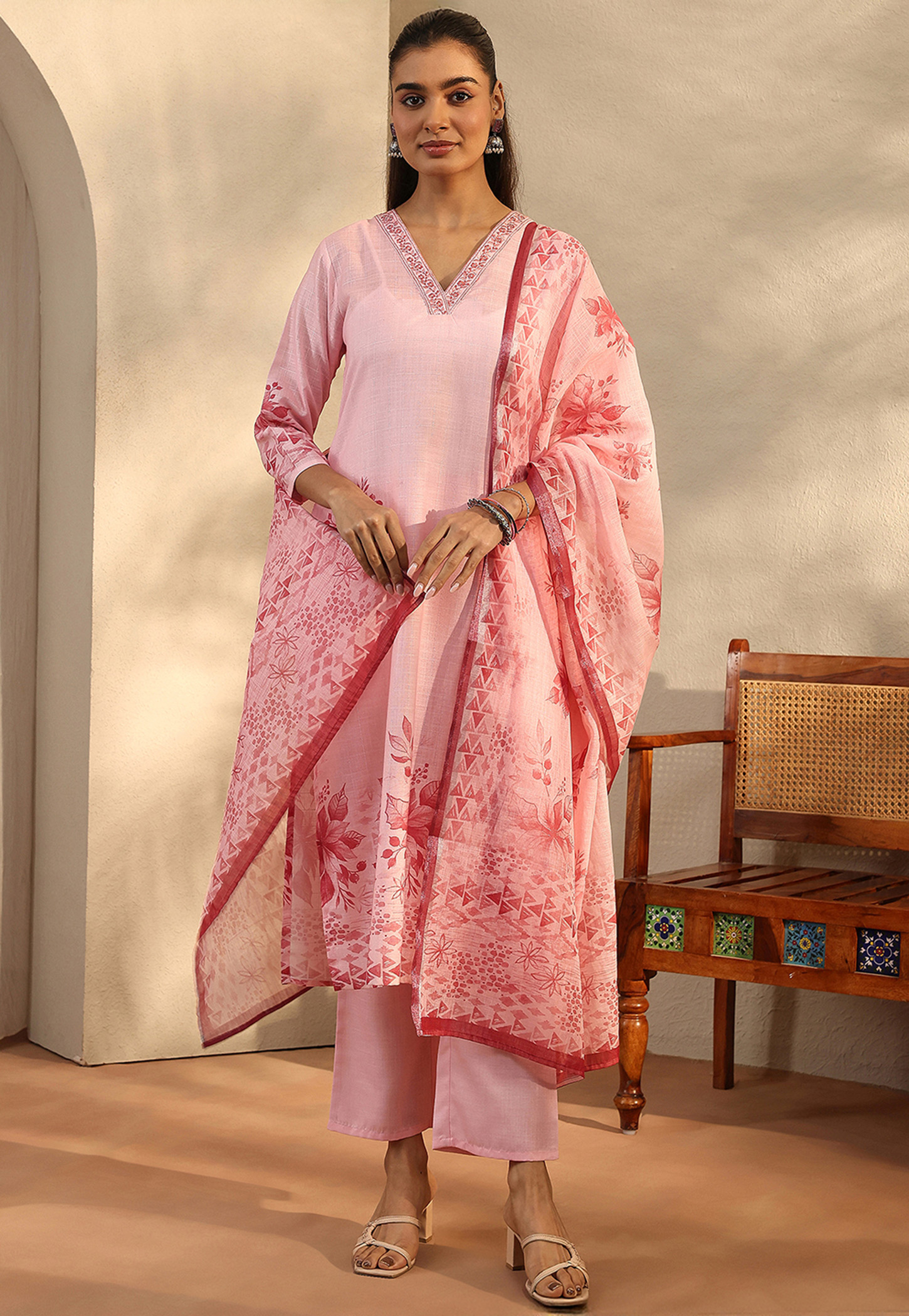 LIBAS Floral Print Kurta Set-picture-56