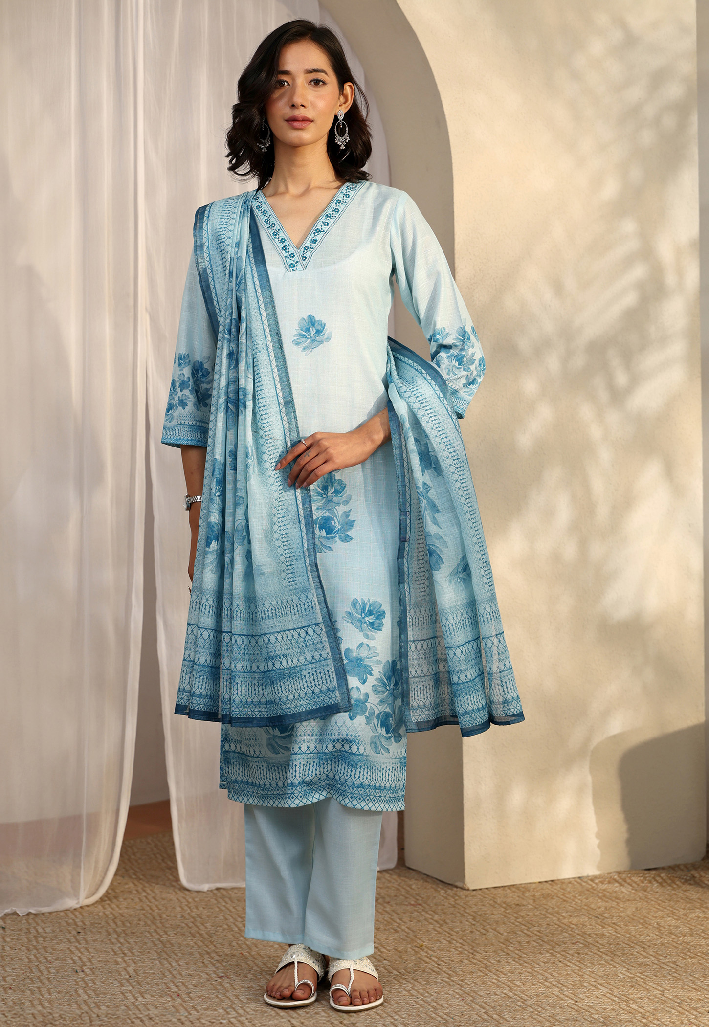 LIBAS Floral Print Straight Kurta Set-picture-32