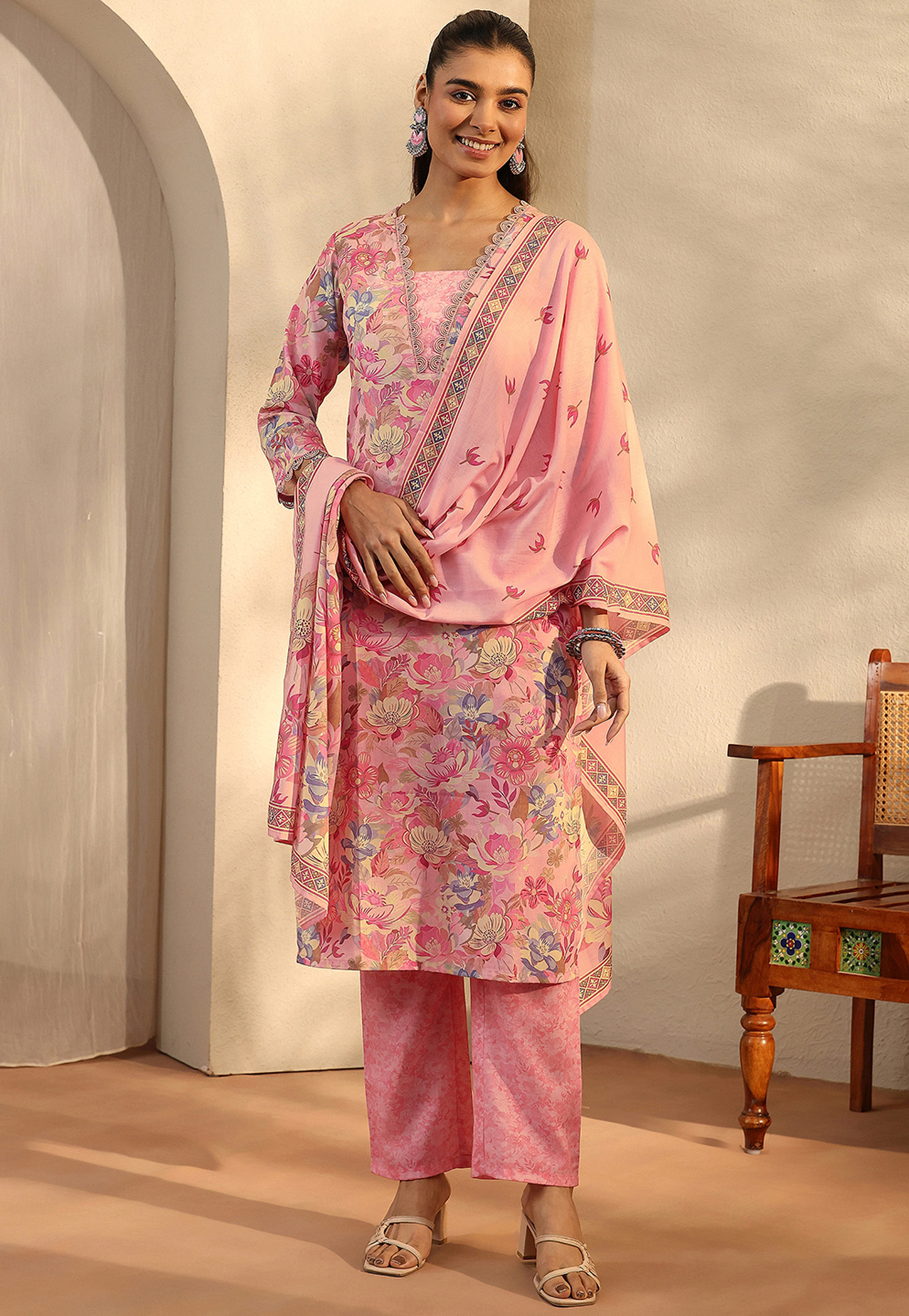 LIBAS Floral Print Straight Kurta Set-picture-35