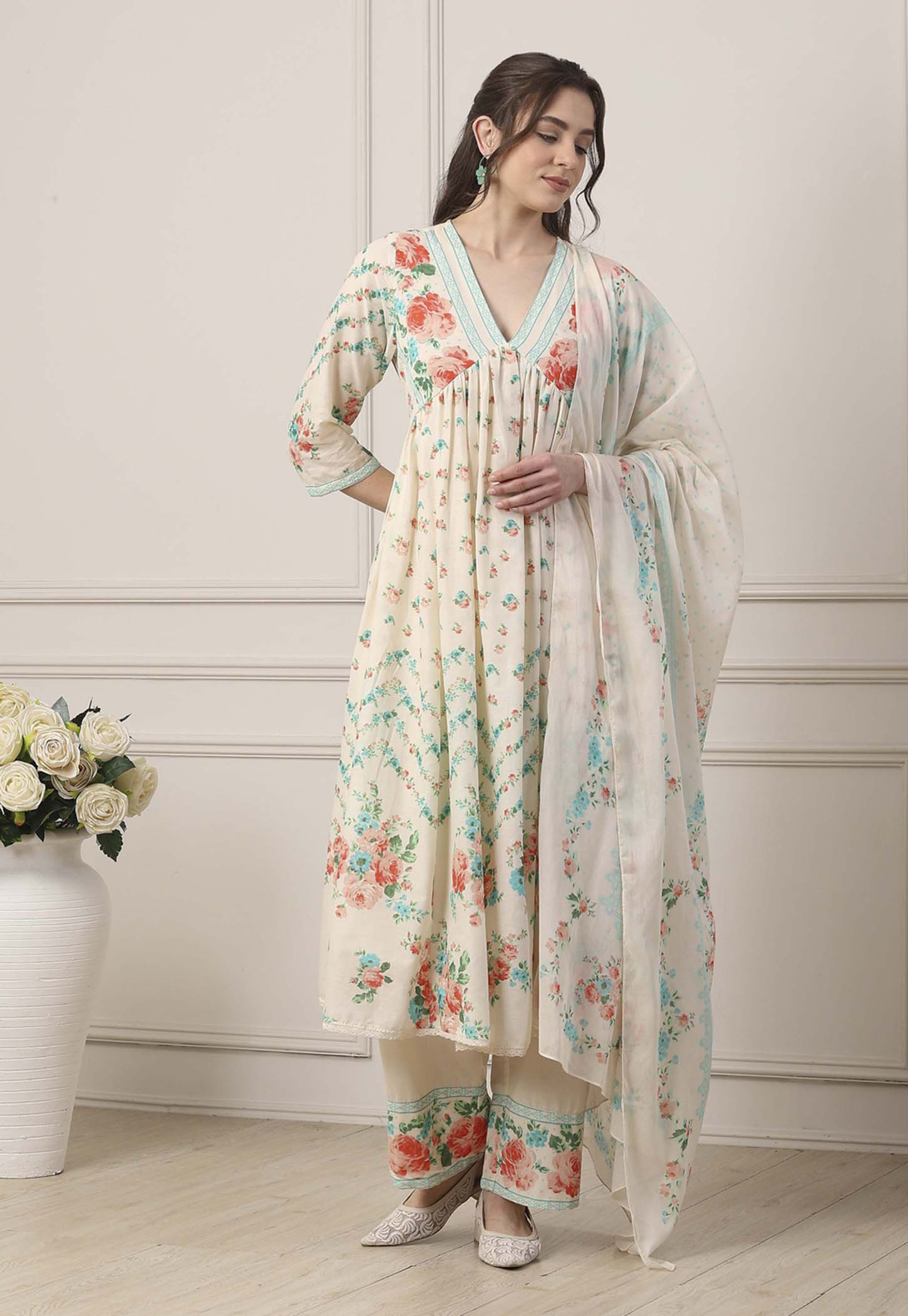 BIBA Floral Print A-line Kurta Set-picture-29