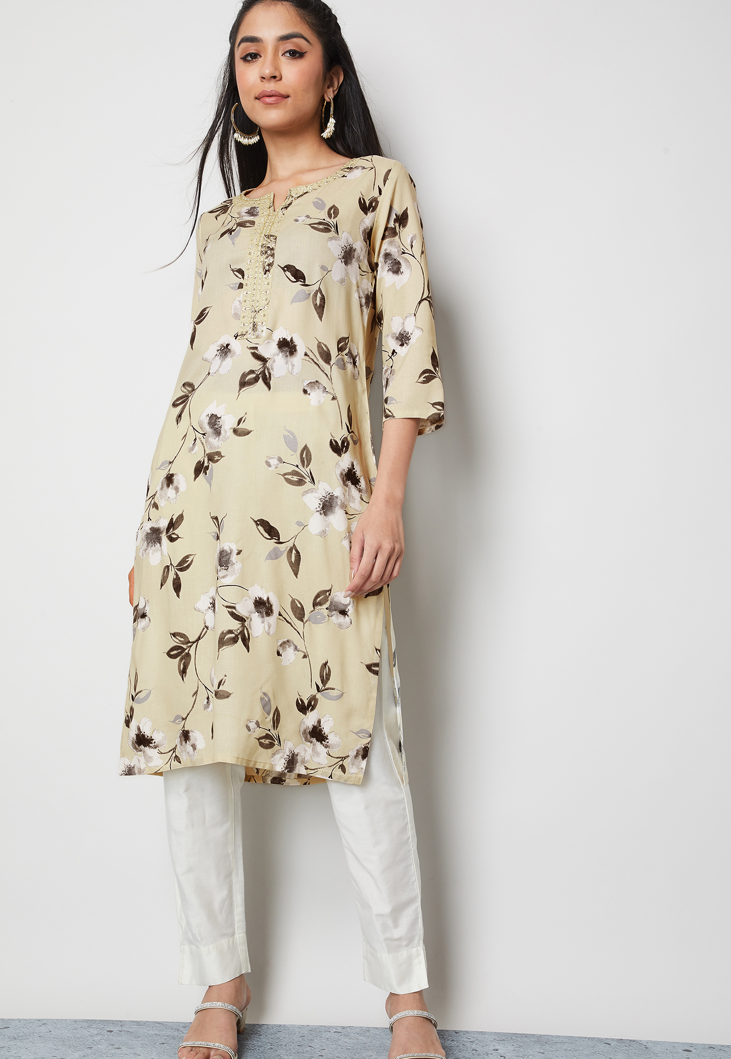 MELANGE Floral Print Straight Kurta-picture-14