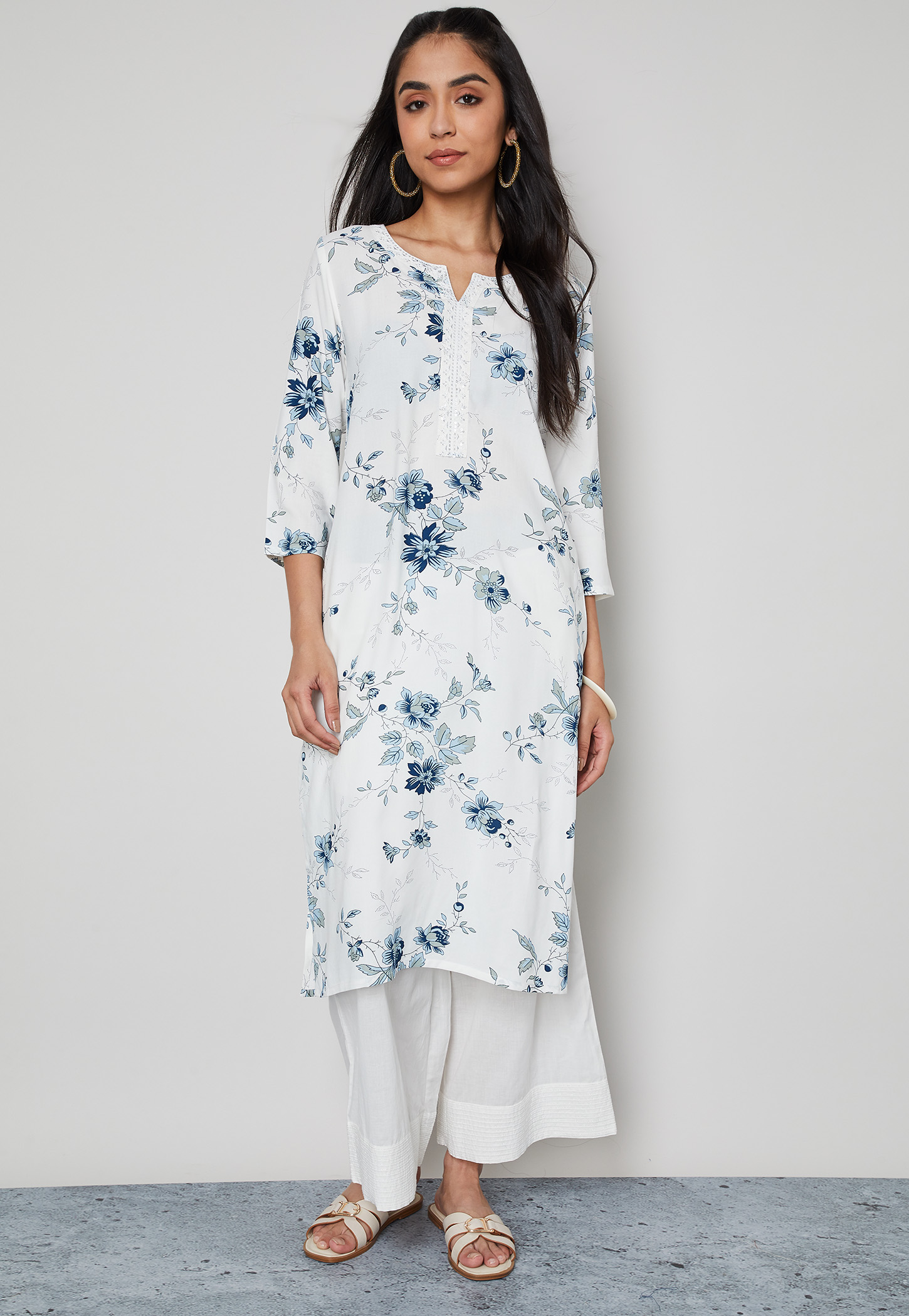 MELANGE Floral Print Straight Kurta-picture-32