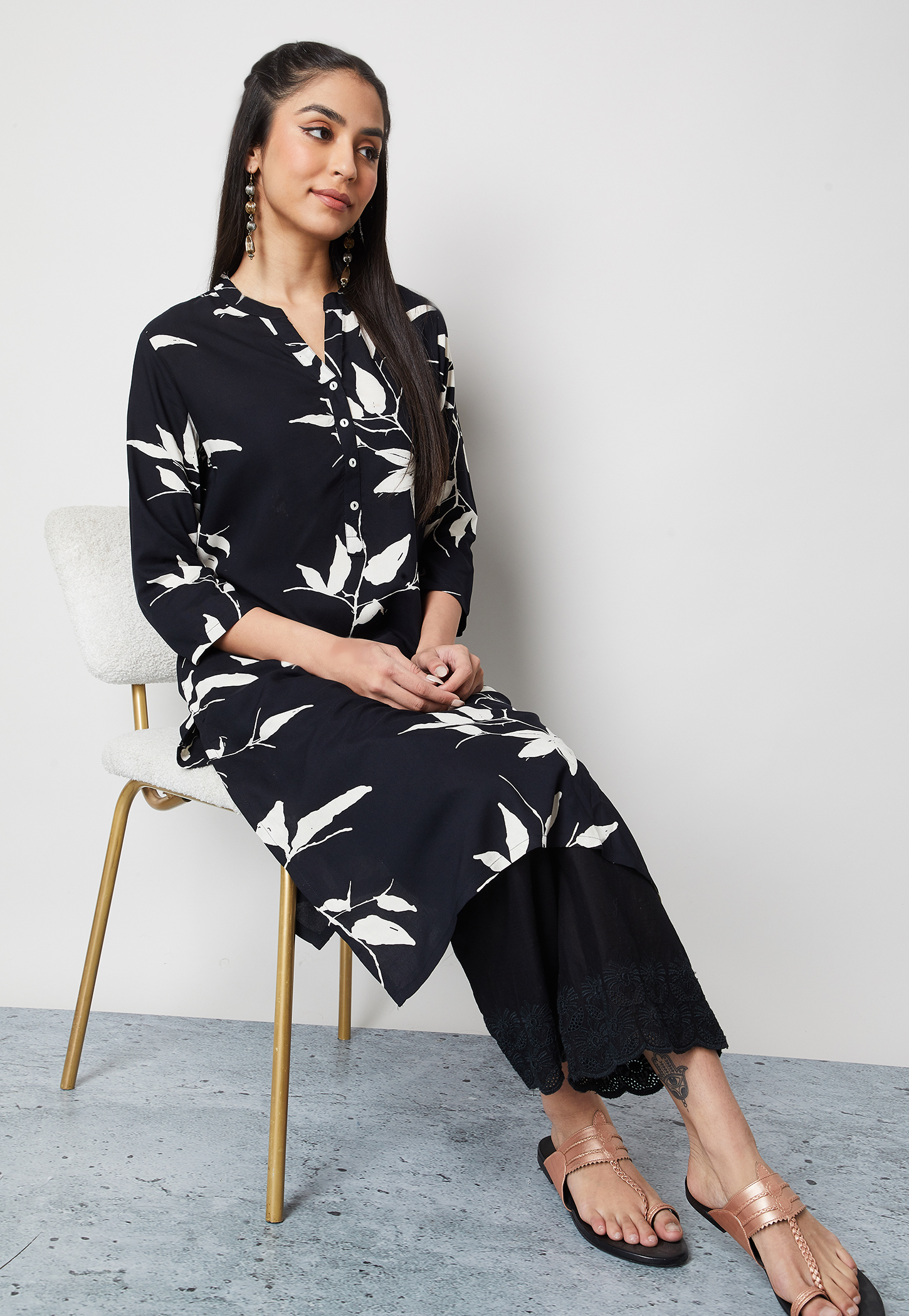 MELANGE Floral Print Straight Kurta-picture-33