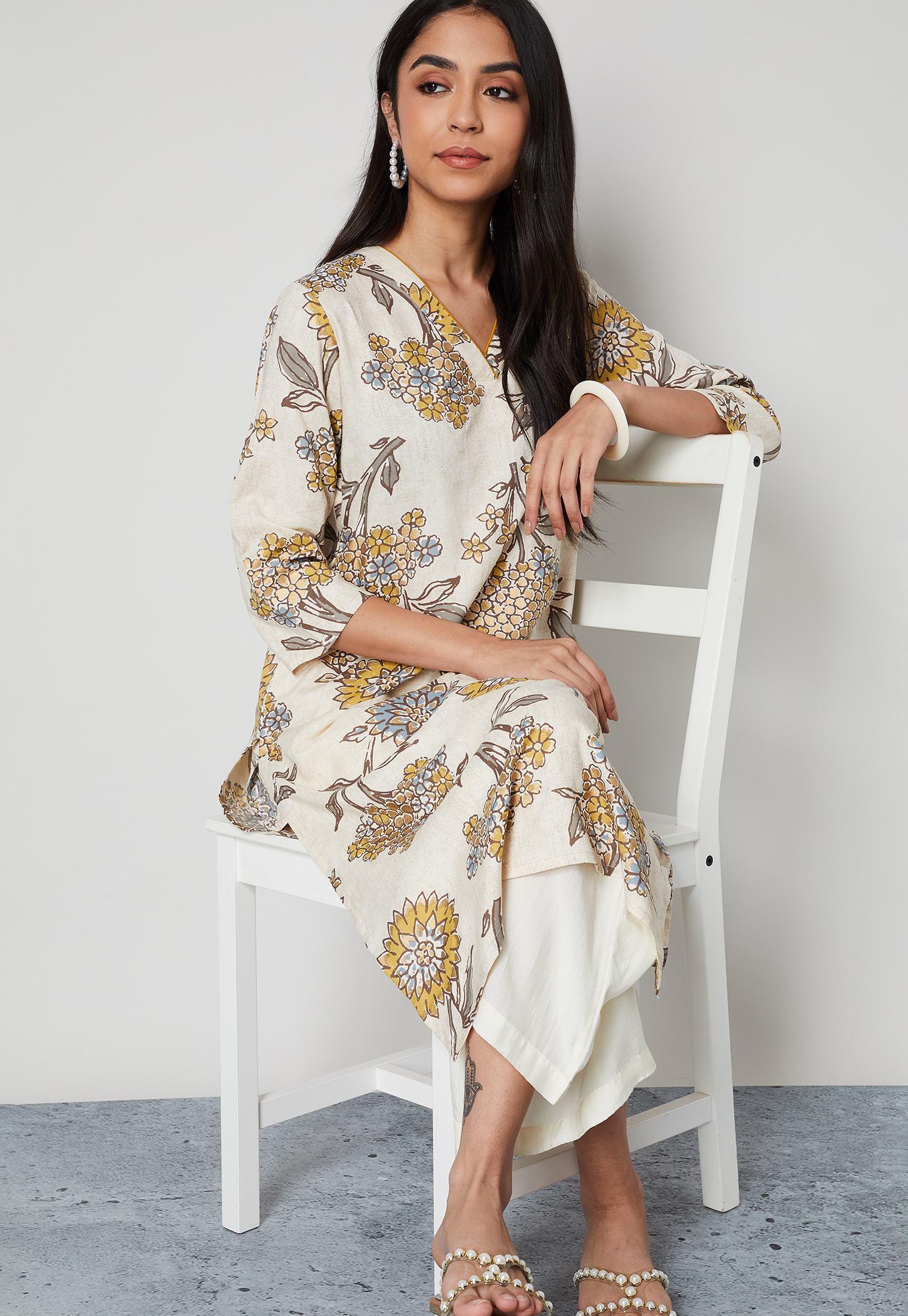 MELANGE Floral Print Straight Kurta-picture-42