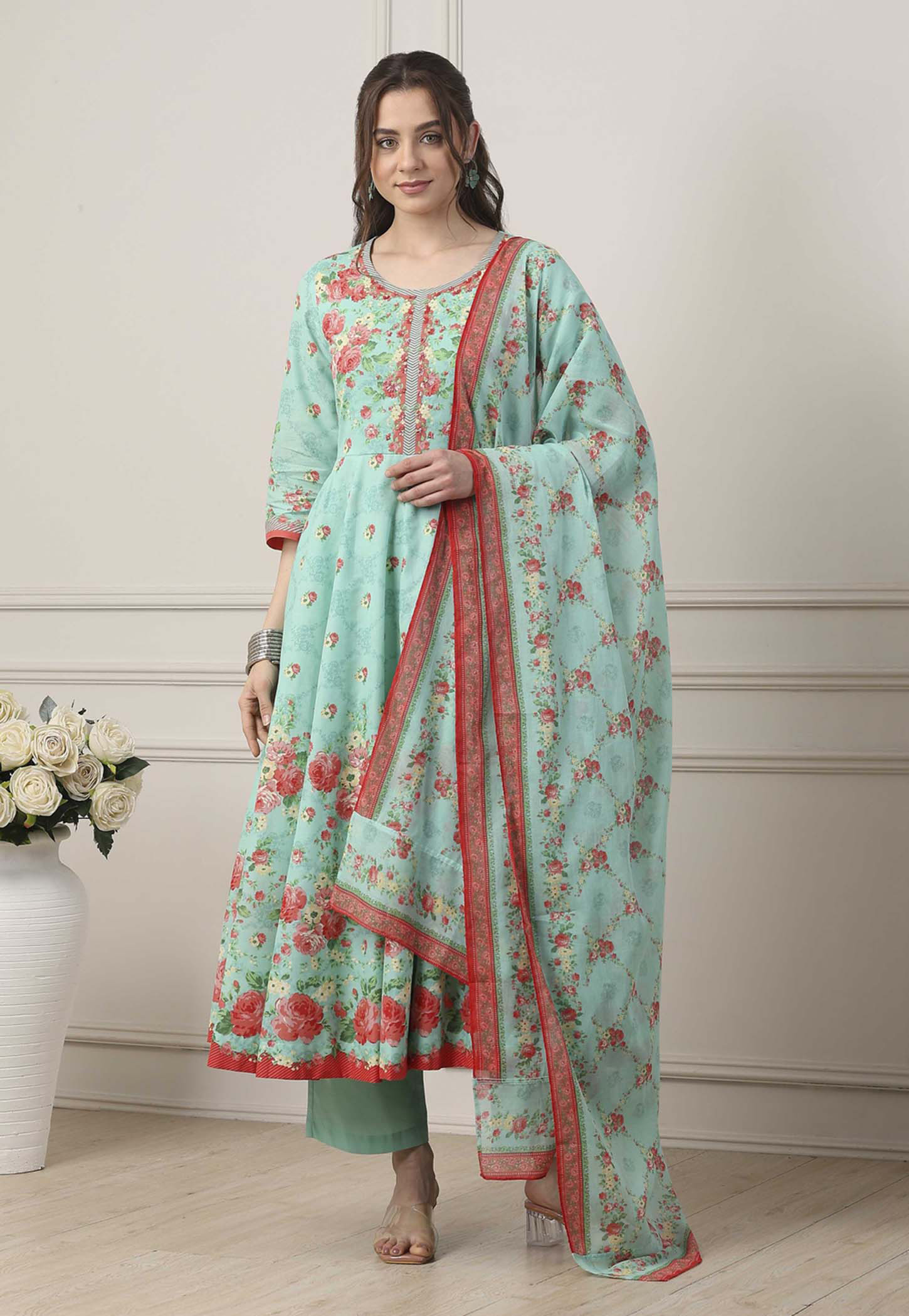 BIBA Floral Print Anarkali Kurta Set-image-24