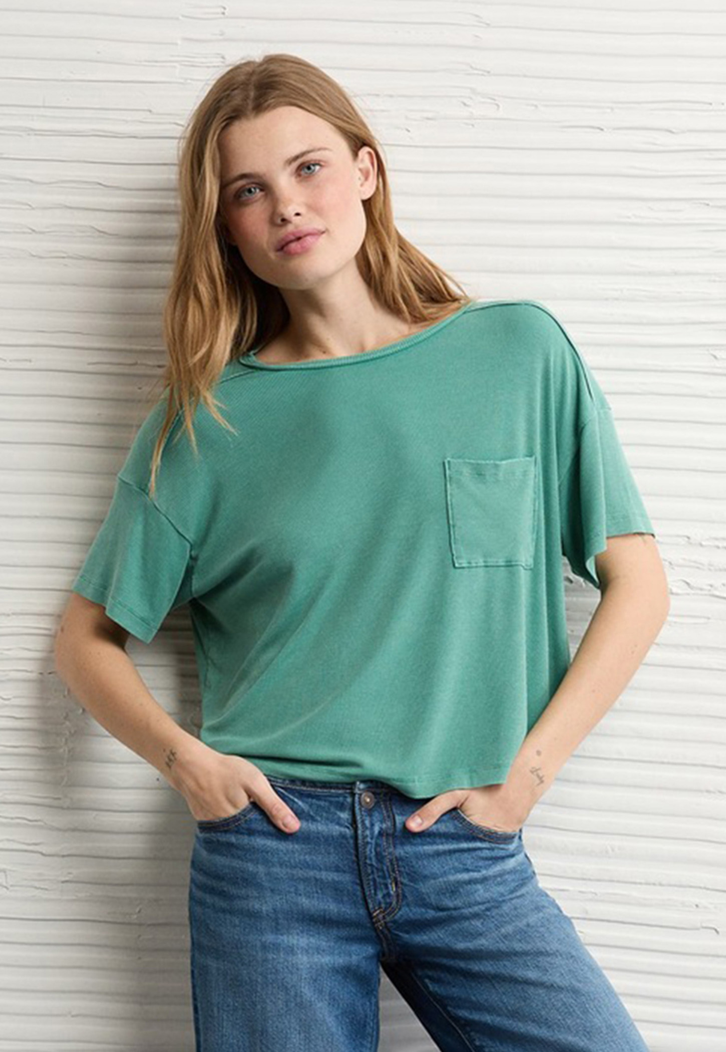 AMERICAN EAGLE Solid T-shirt-picture-55
