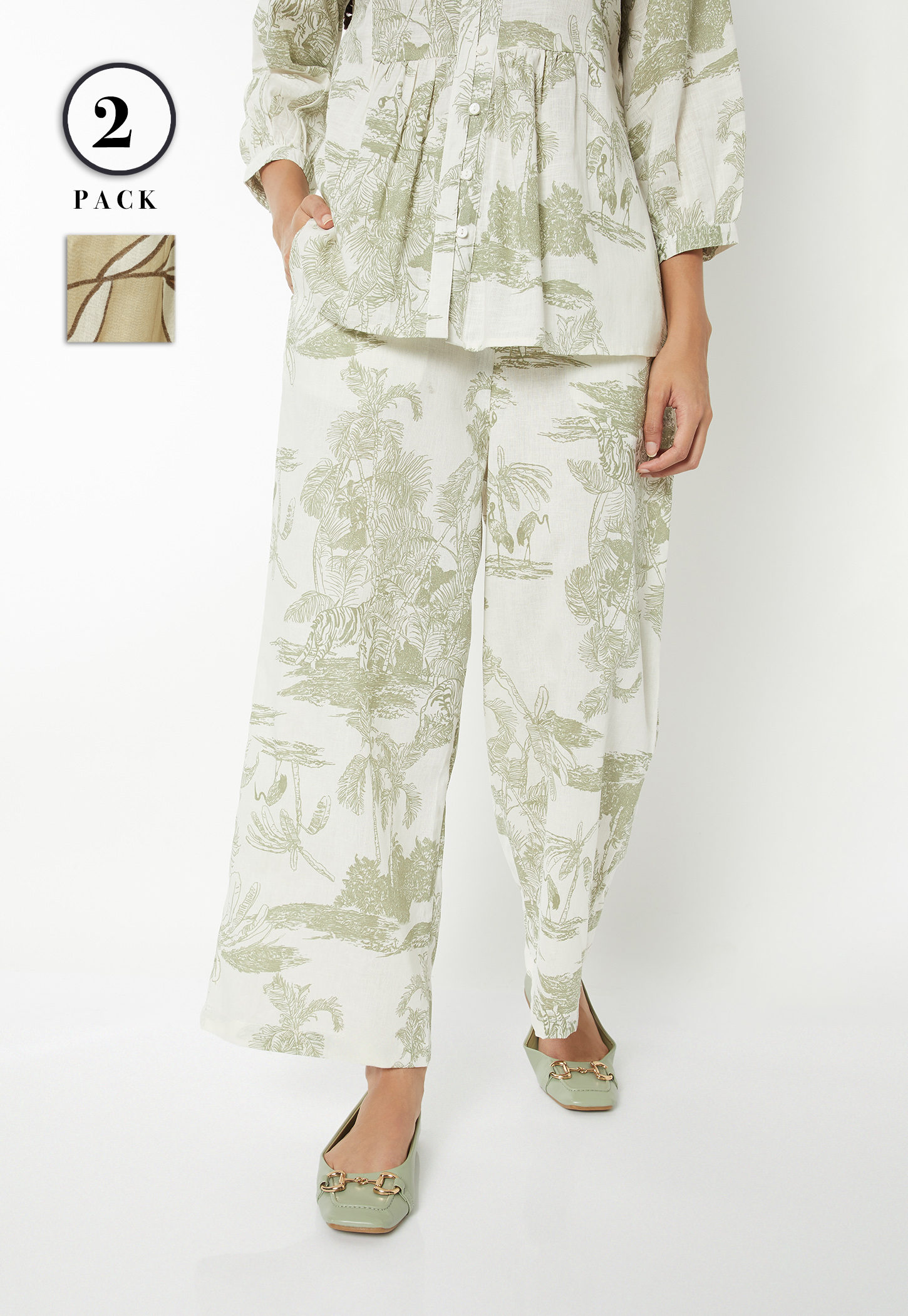 Women Printed Palazzos - Pack of 2-image-12