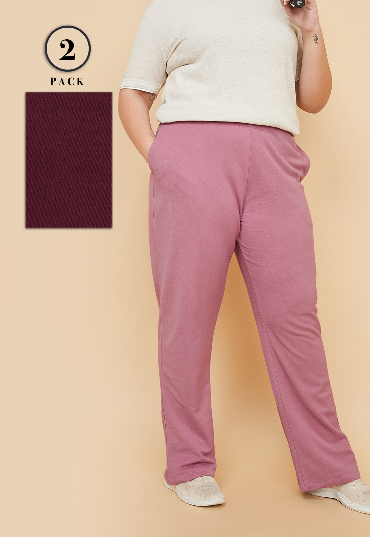 Women Solid Sports Track Pants - Pack of 2-image-32