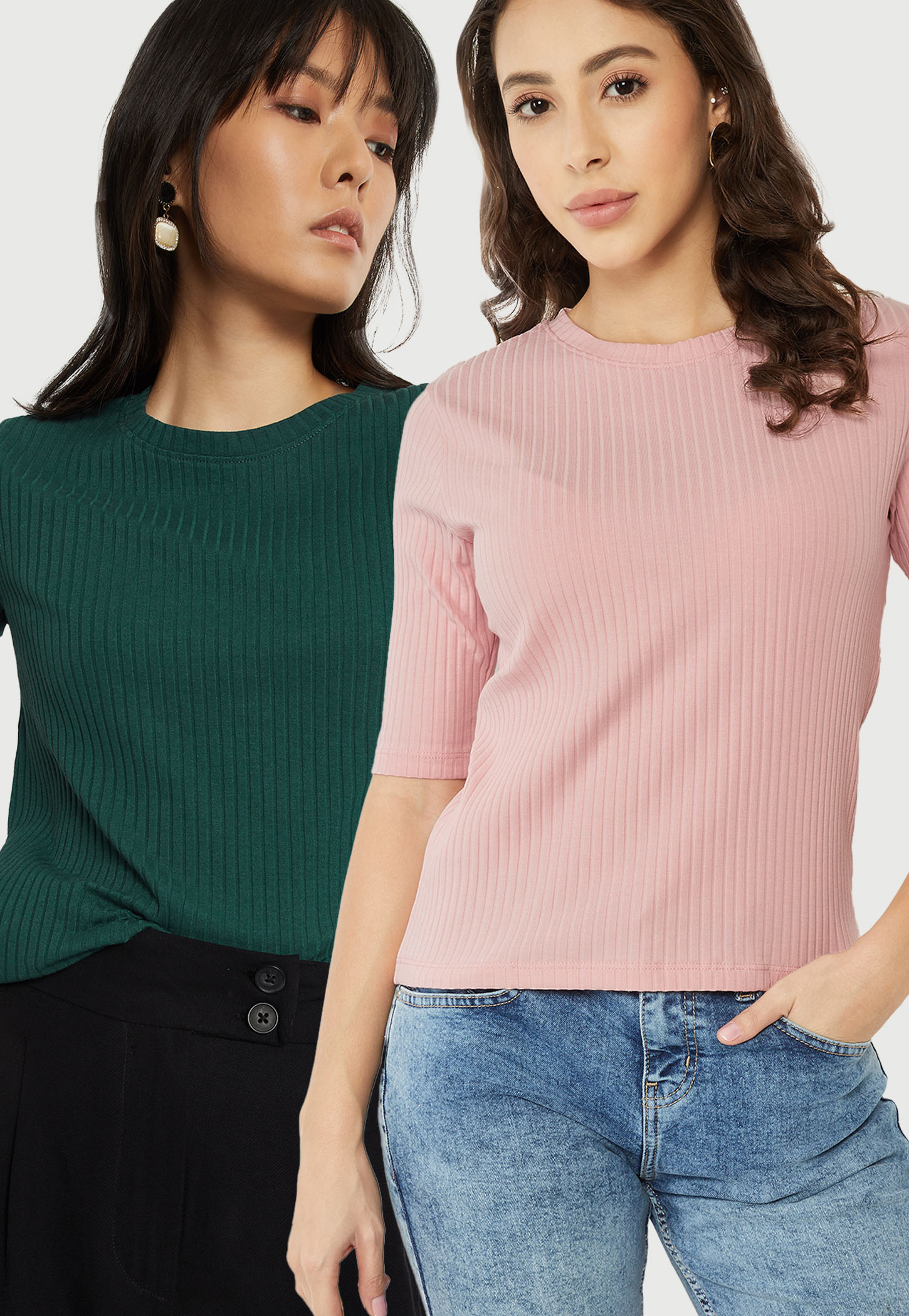 Women Ribbed T-shirts - Pack of 2-picture-14