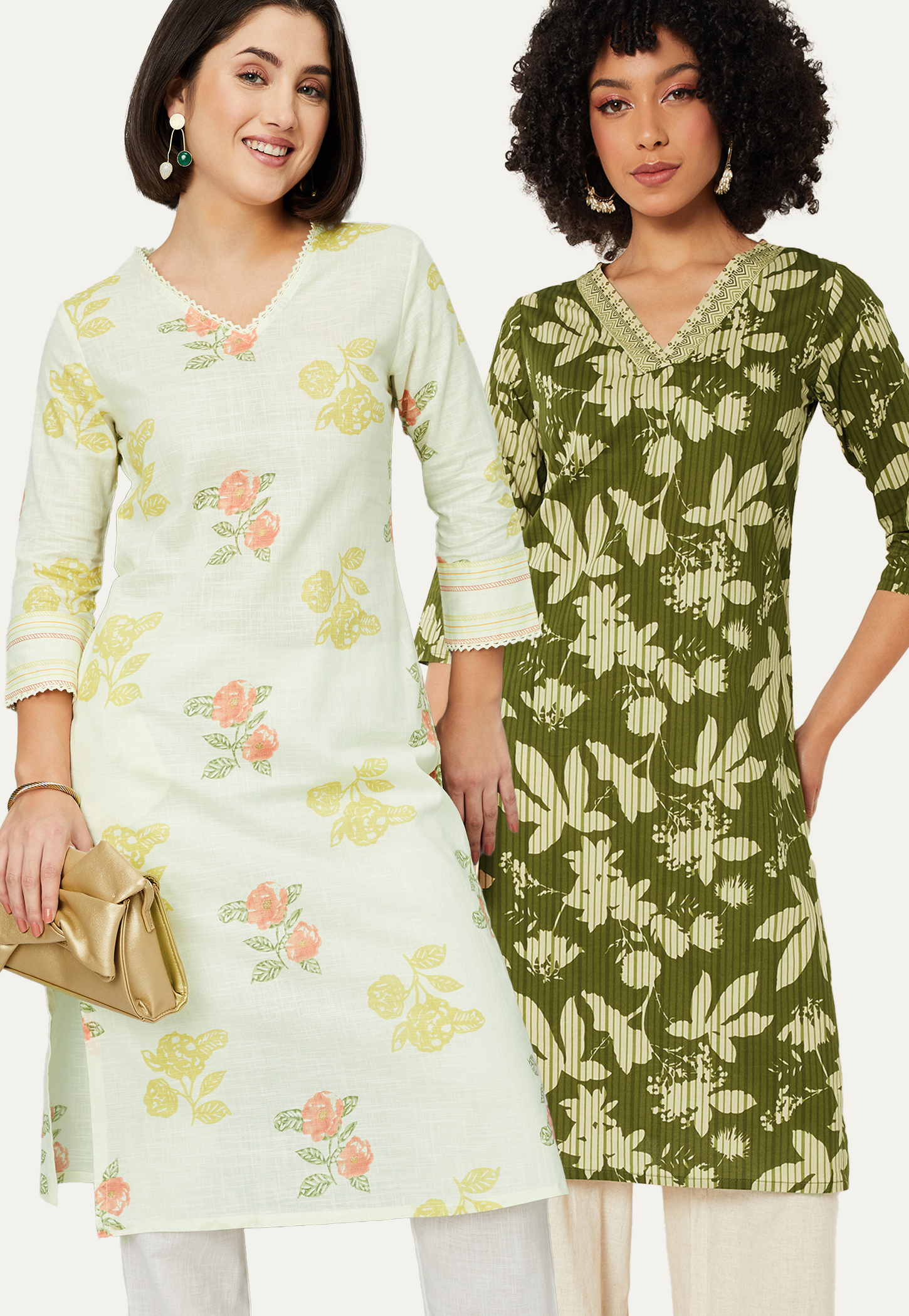 Women Printed Straight Kurta - Pack of 2-image-7