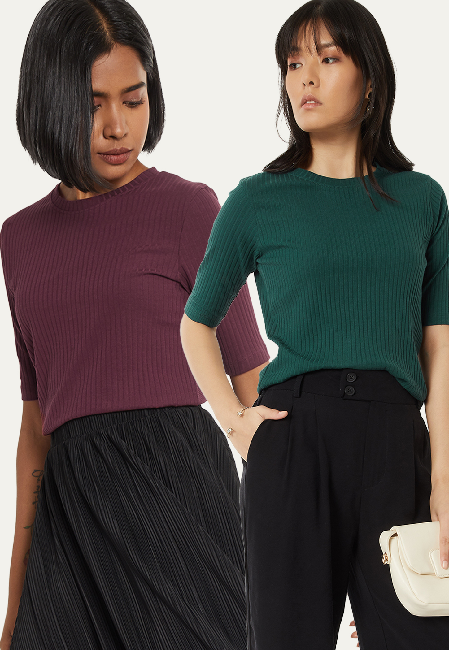 Women Ribbed T-shirt - Pack of 2-picture-33