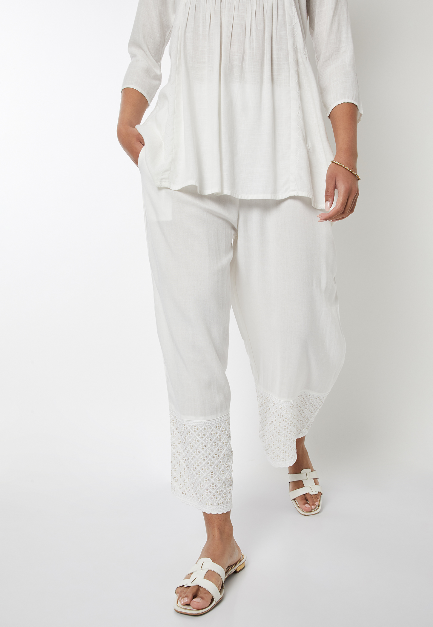 Women Embroidered Hem Palazzos-picture-45