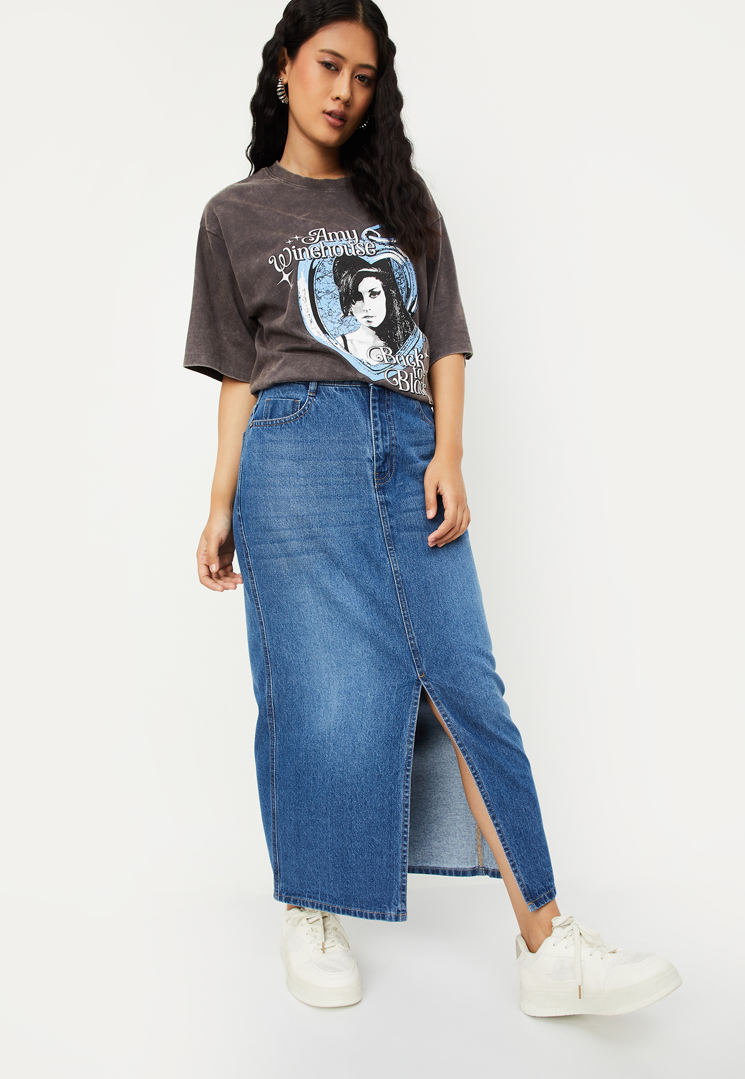 Women Washed Denim Skirt-picture-37