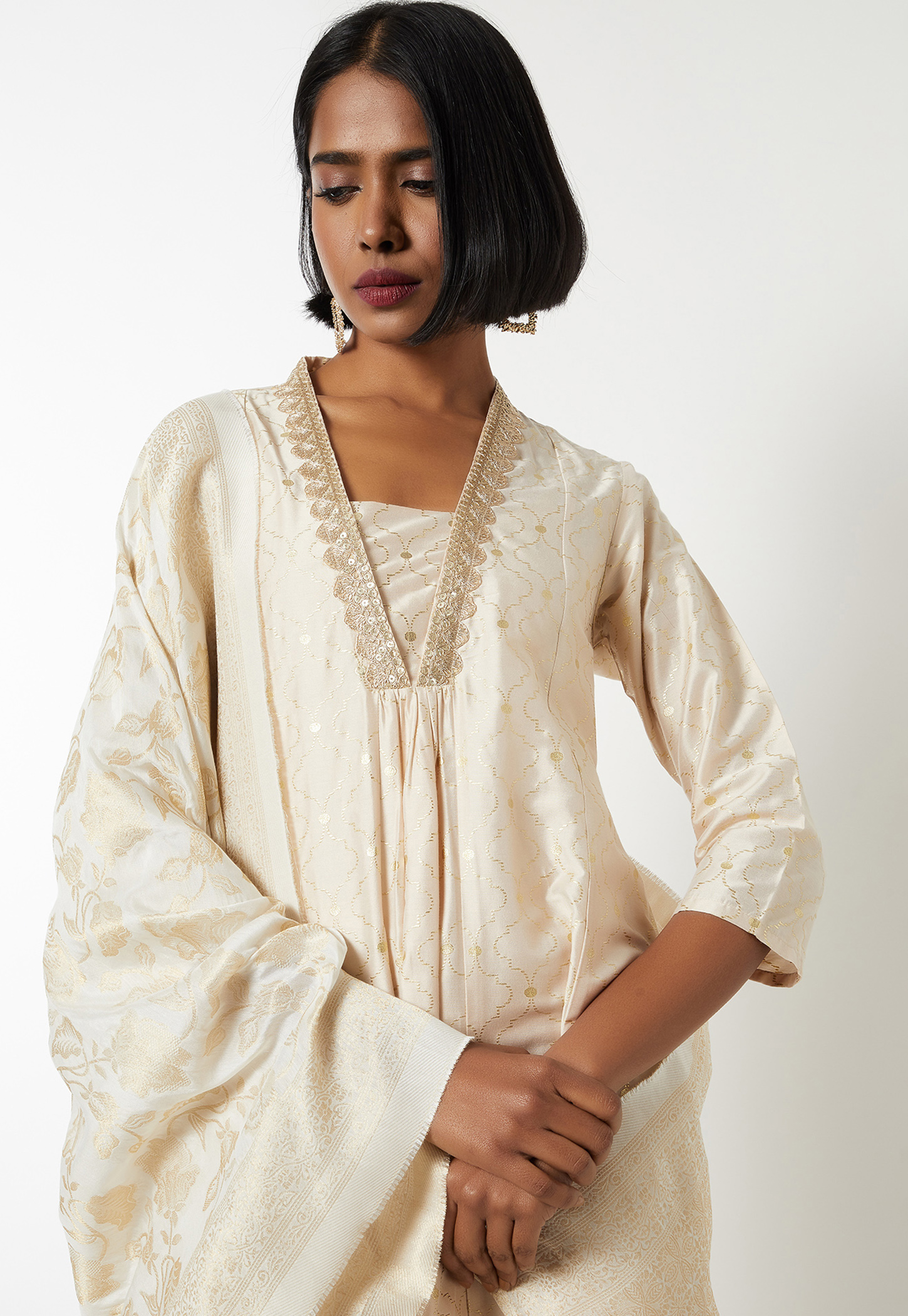 Women Foil Print A-line Kurta Set-picture-37