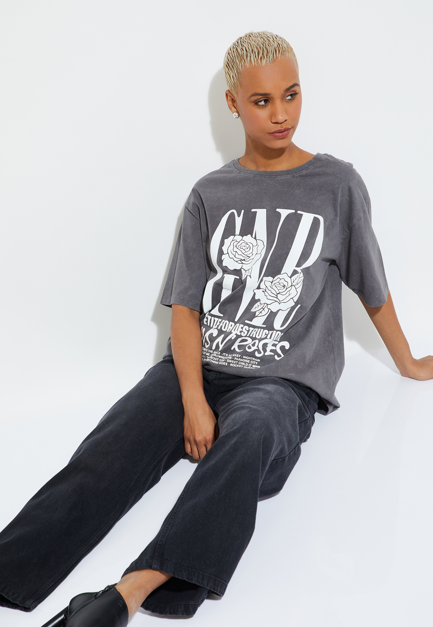 ALAYA F x URB_N Women Guns & Roses Print Oversized T-shirt-picture-20