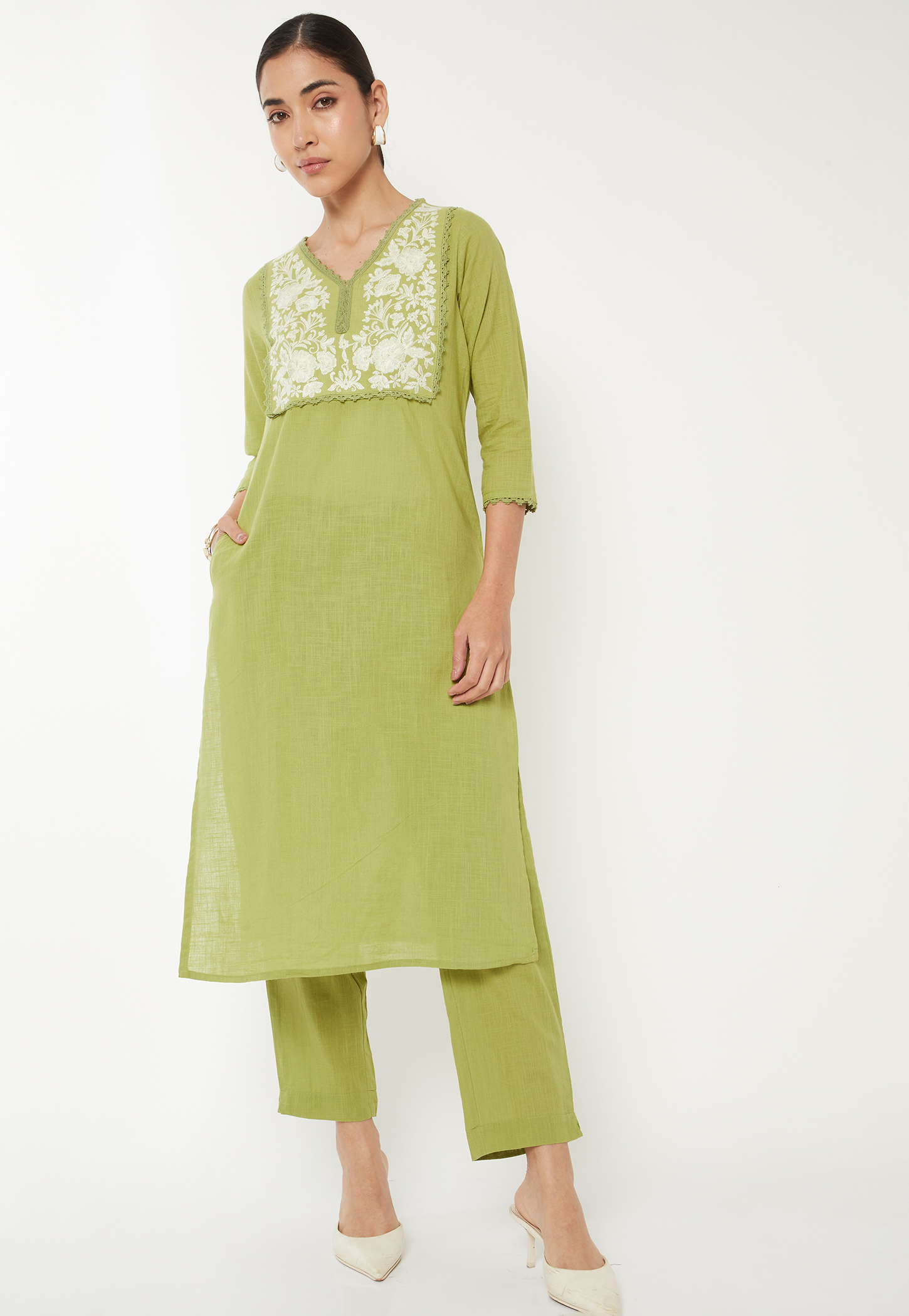 Women Yoke Embroidered Co-ords Set-picture-21