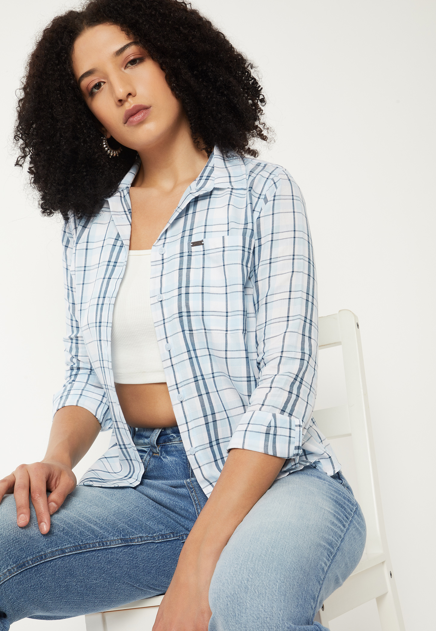 Women Checked Regular Fit Shirt-image-7