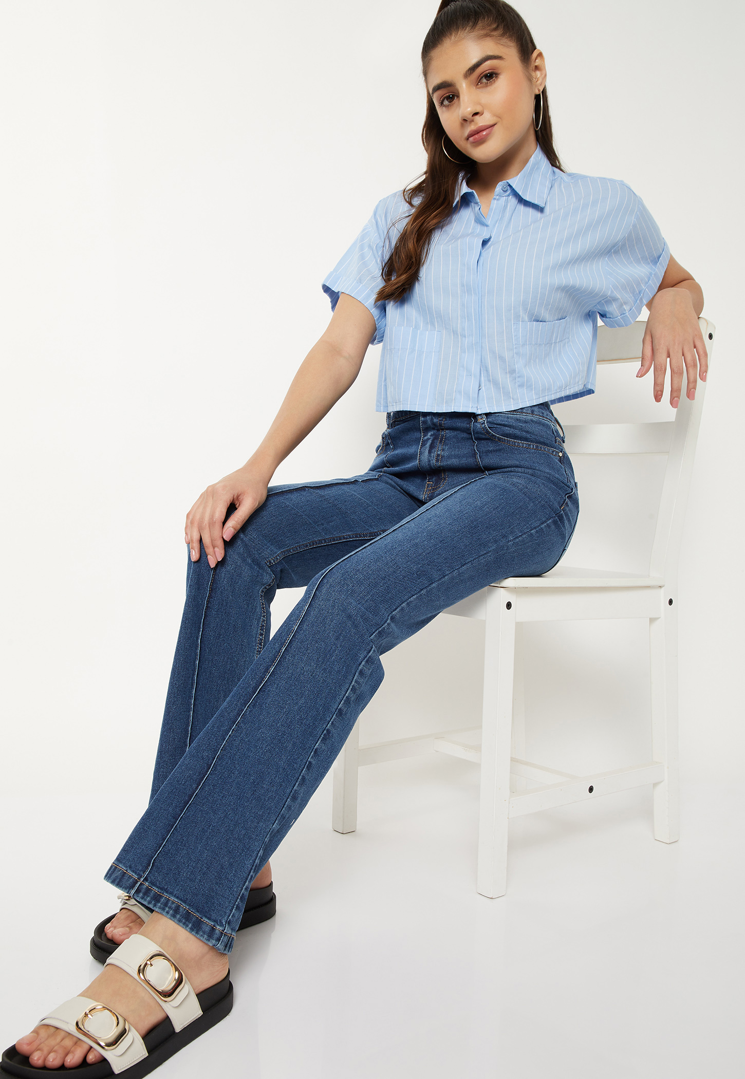 Women Washed Flared Jeans-picture-33