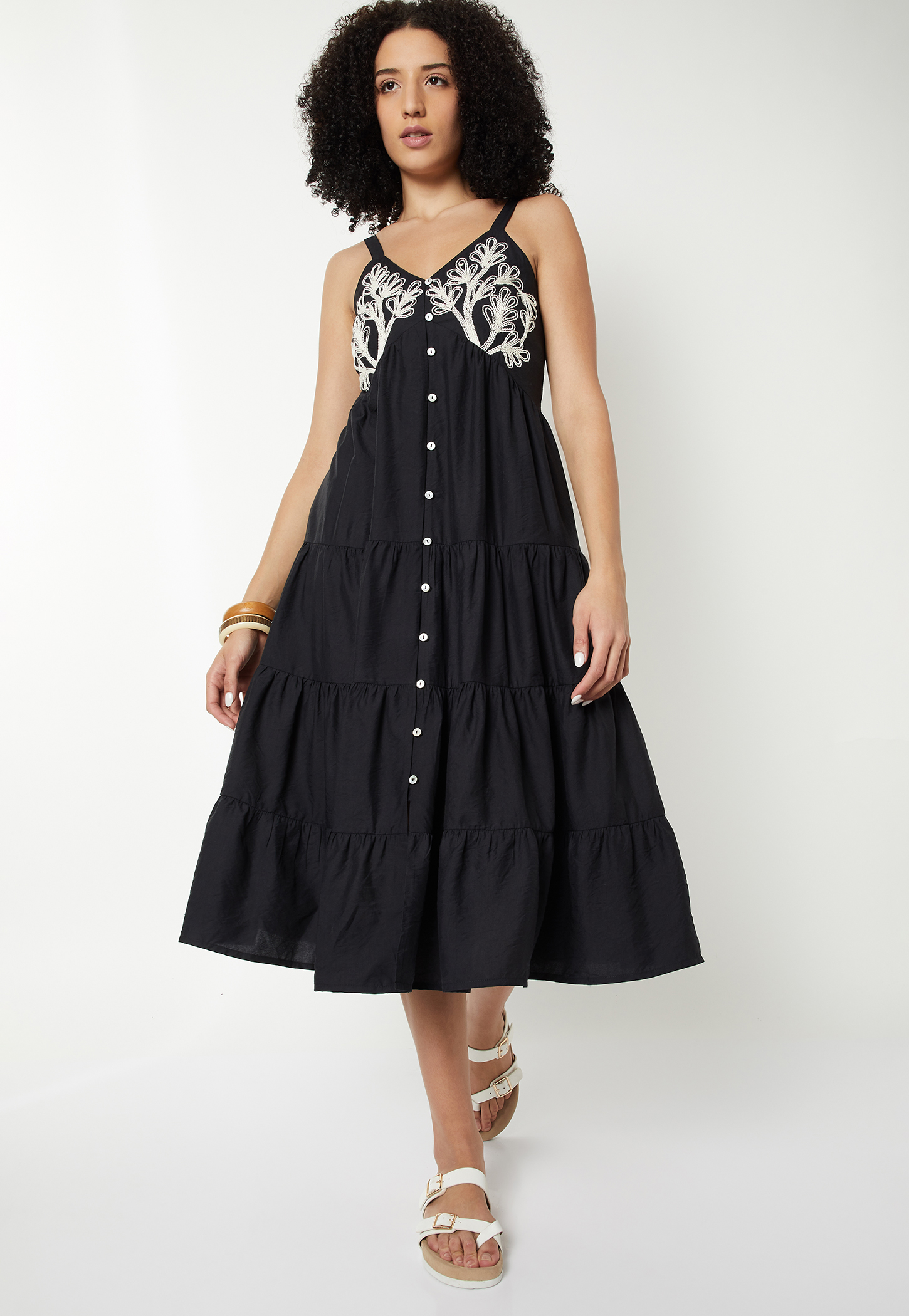 Women Embroidered Tiered Midi Dress-picture-19