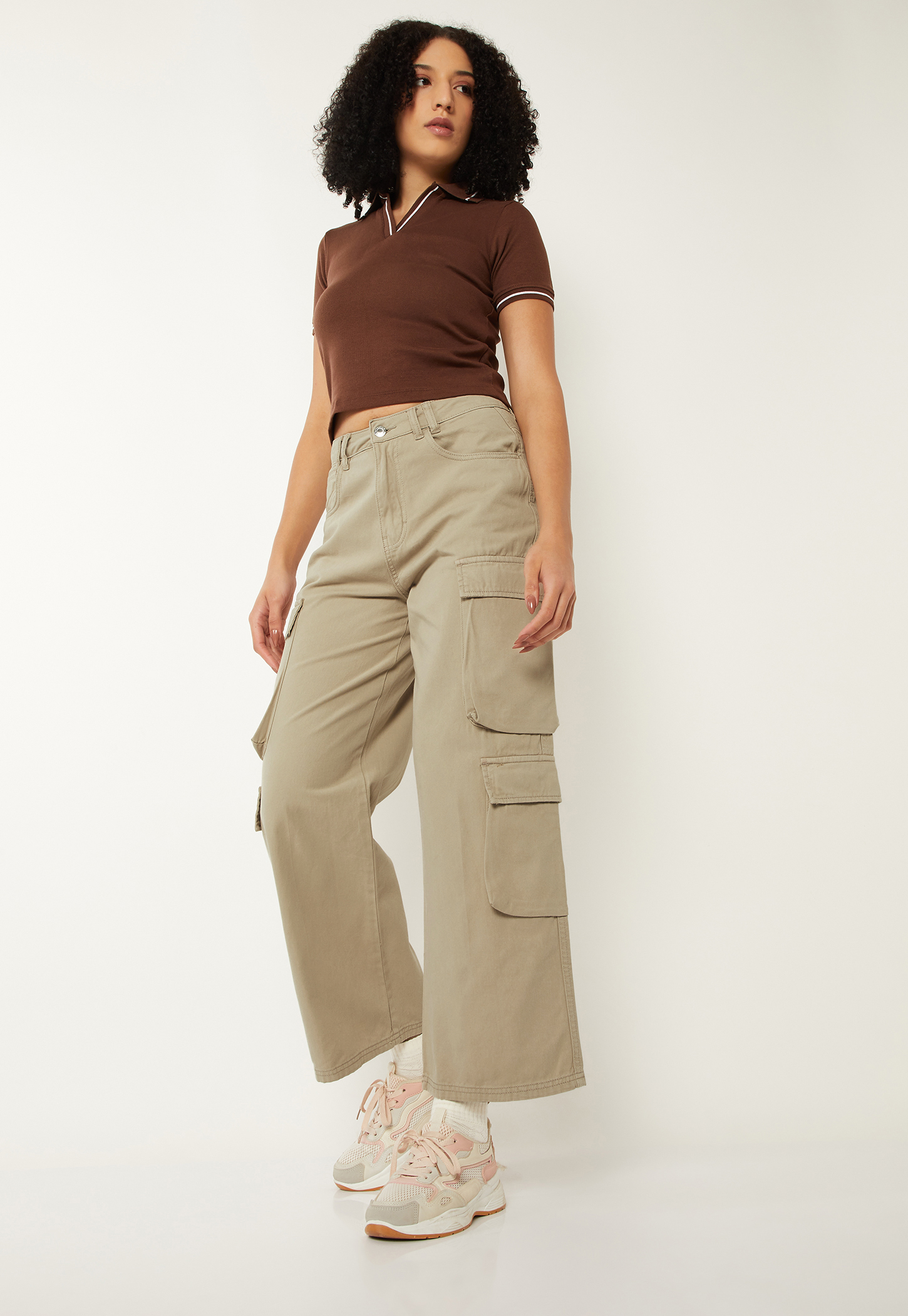 Women Solid Cargo Trousers-picture-54