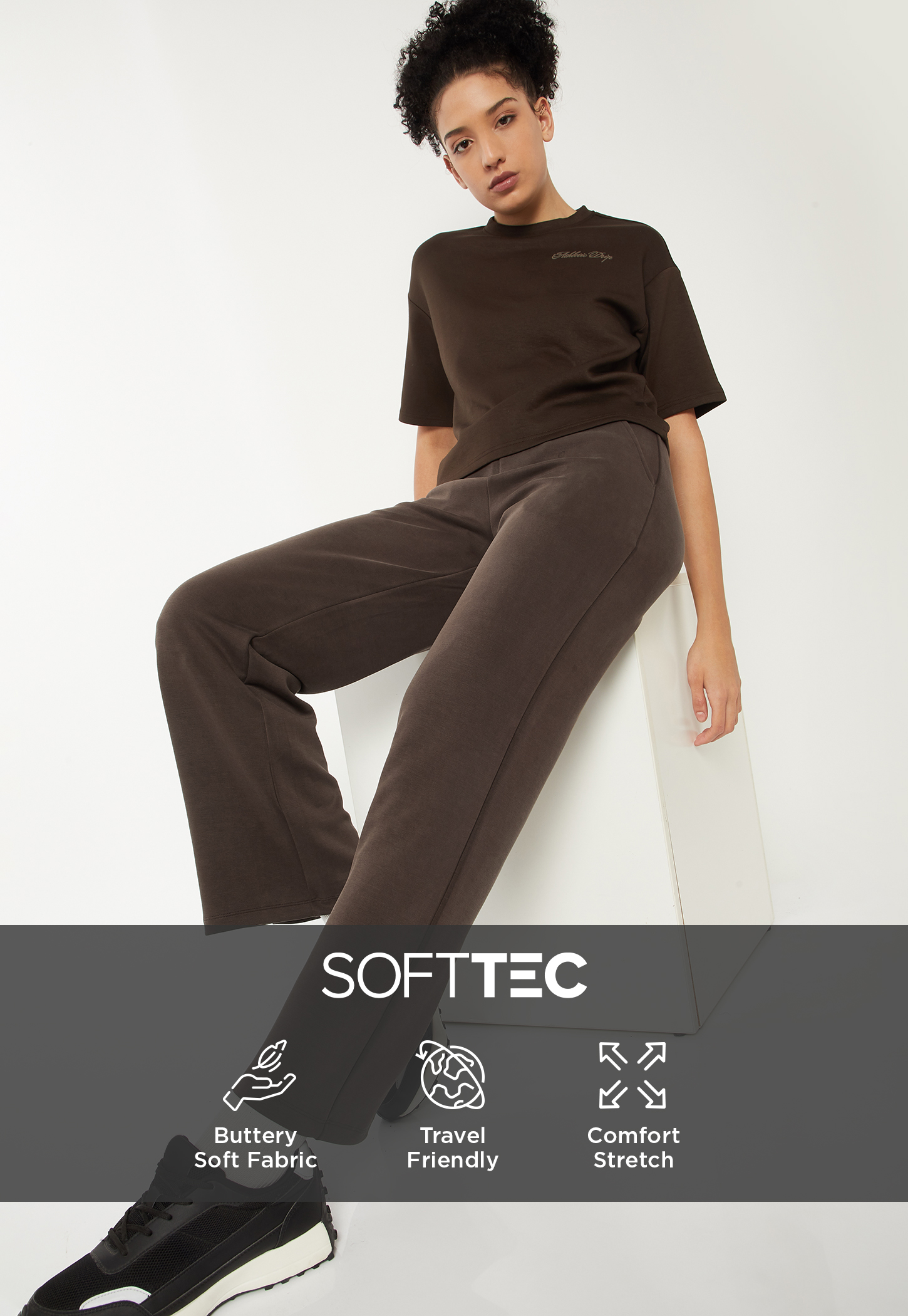 Women Solid Wide Leg Sports Track Pants-picture-47
