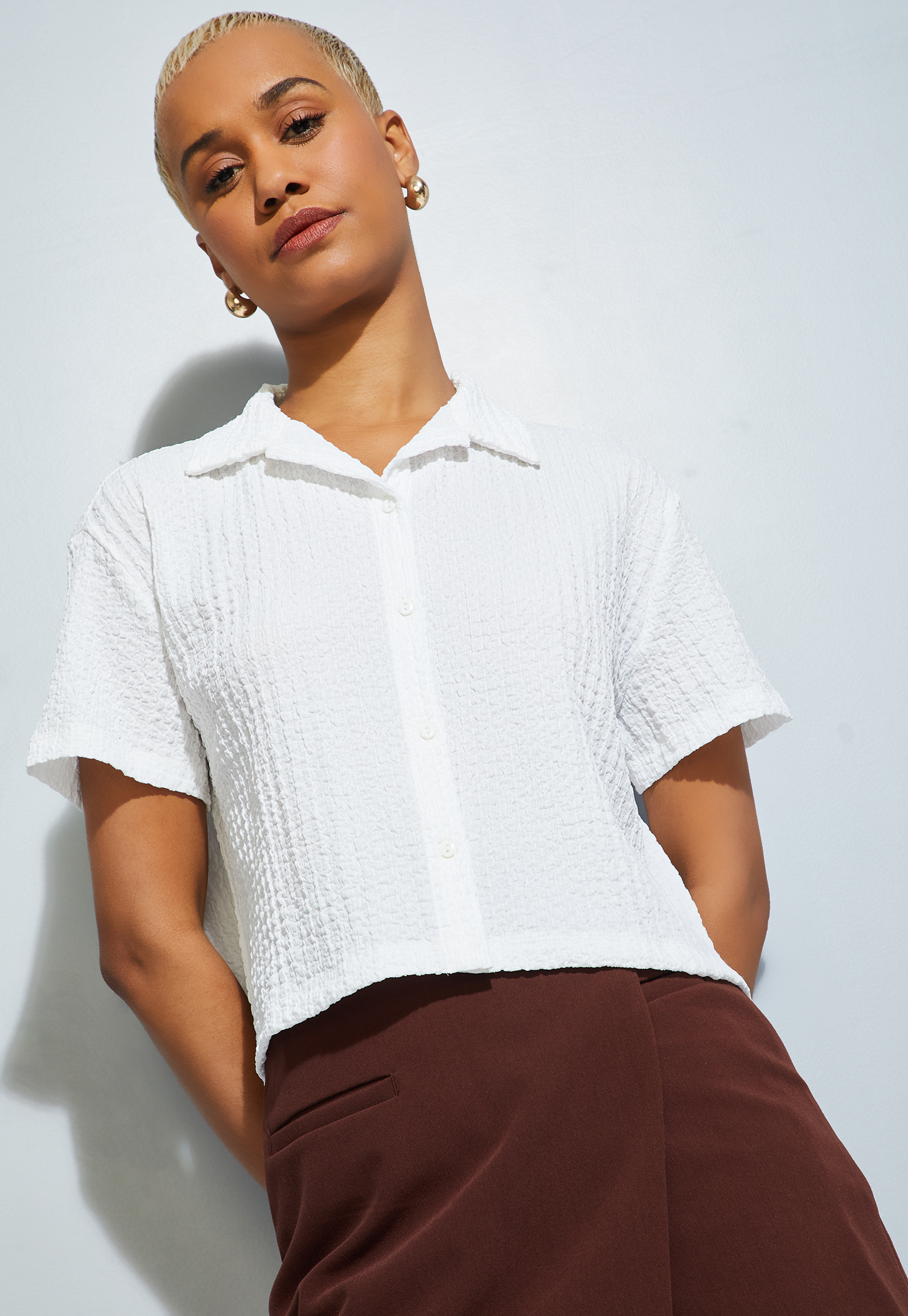 ALAYA F x URB_N Women Textured Boxy Fit Crop Shirt-picture-26