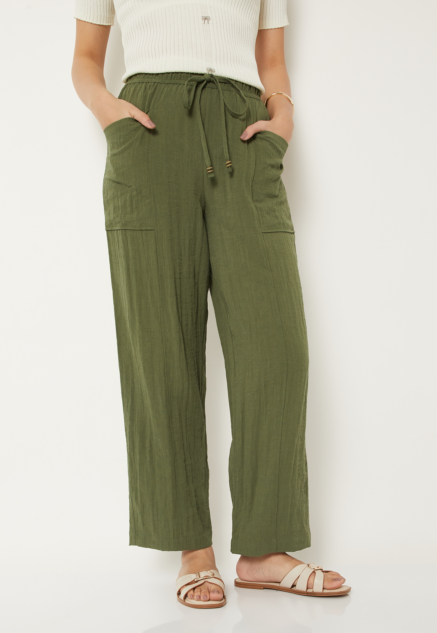 Women Solid Trousers-image-5