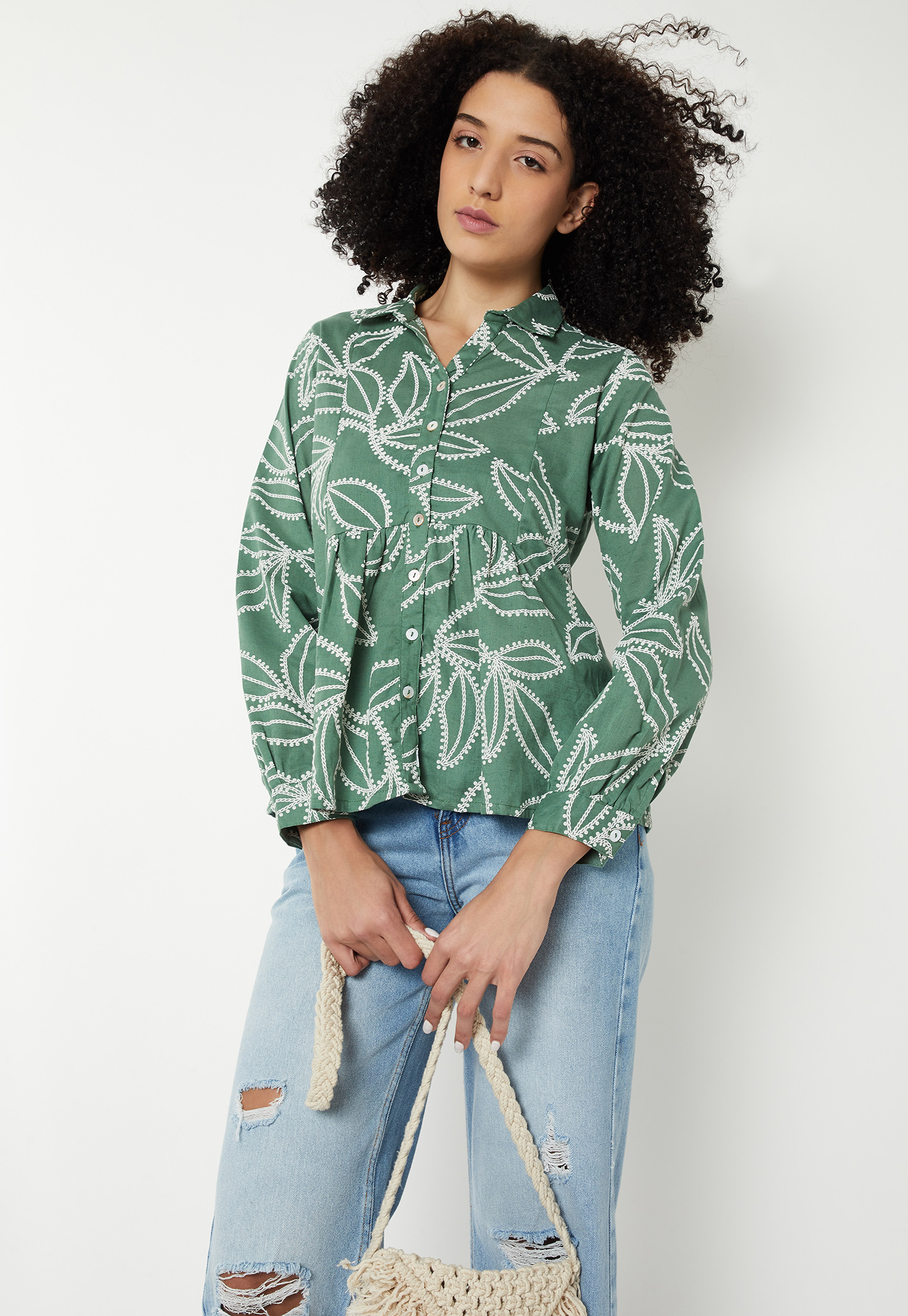 Women Embroidered Peplum Shirt-picture-50