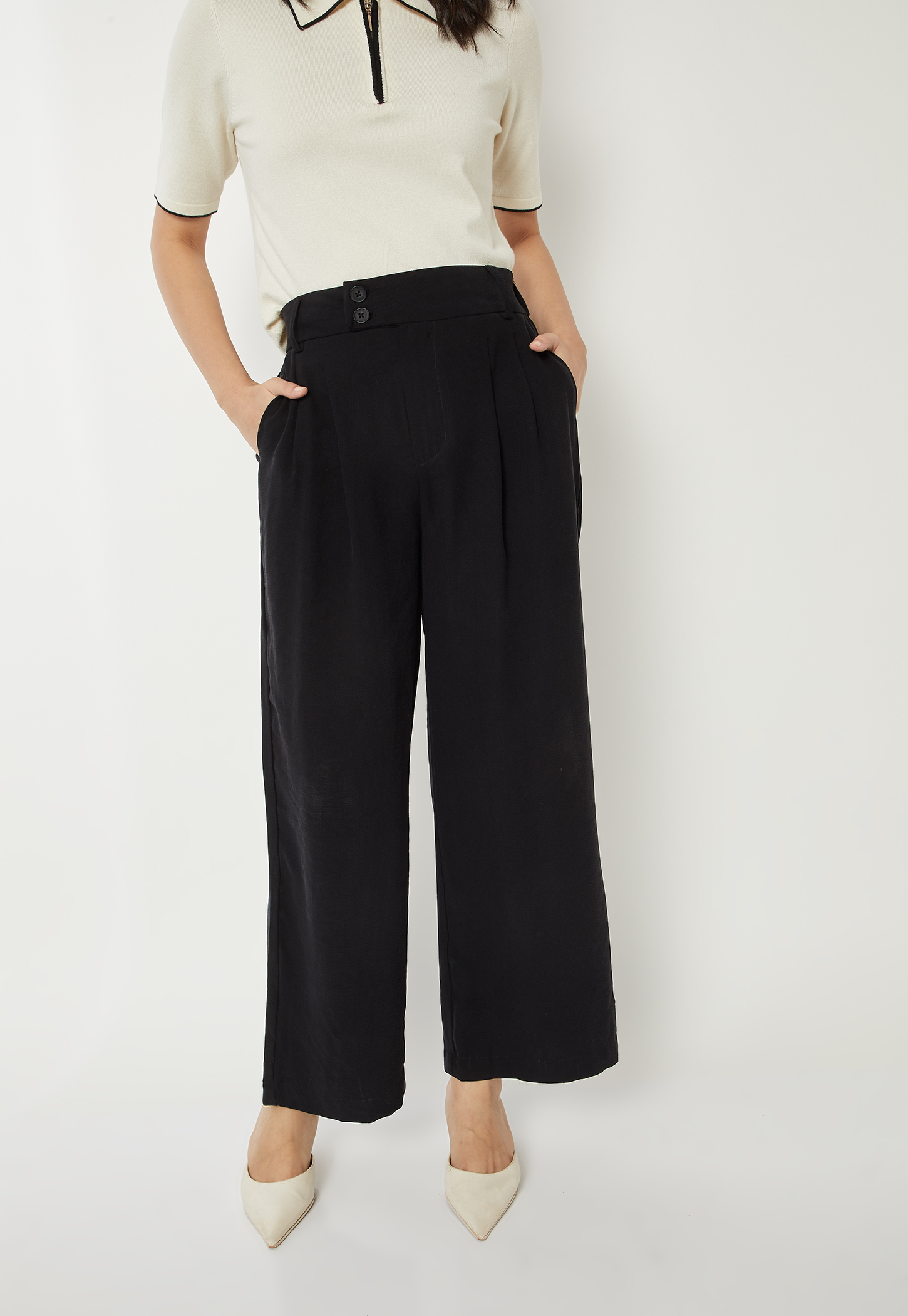 Women Solid Pleated Trousers-picture-27