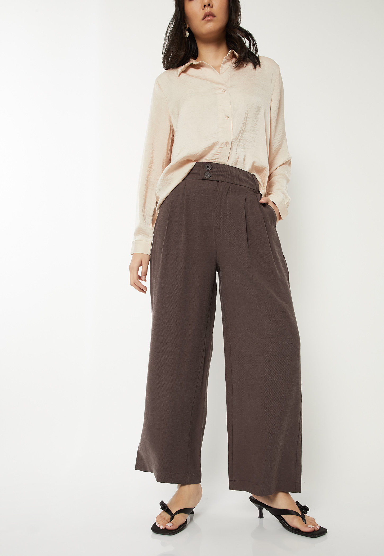 Women Solid Pleated Trousers-picture-53