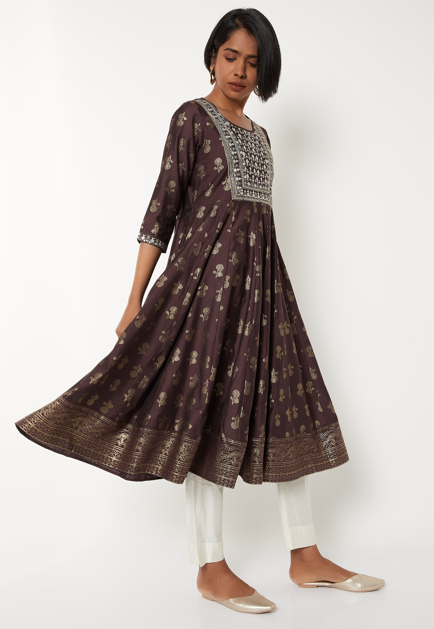 Women Foil Print A-Line Kurta-picture-44