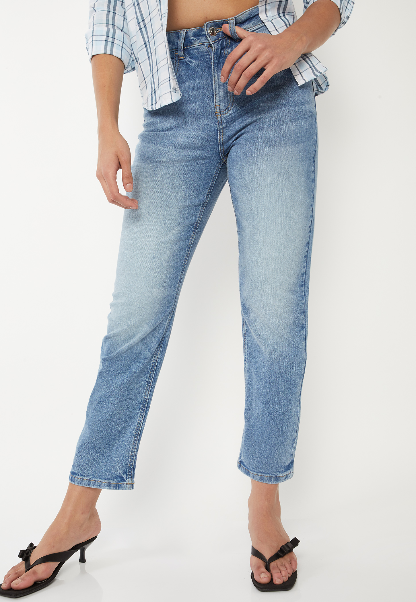 Women Washed Slim Straight Jeans-picture-27