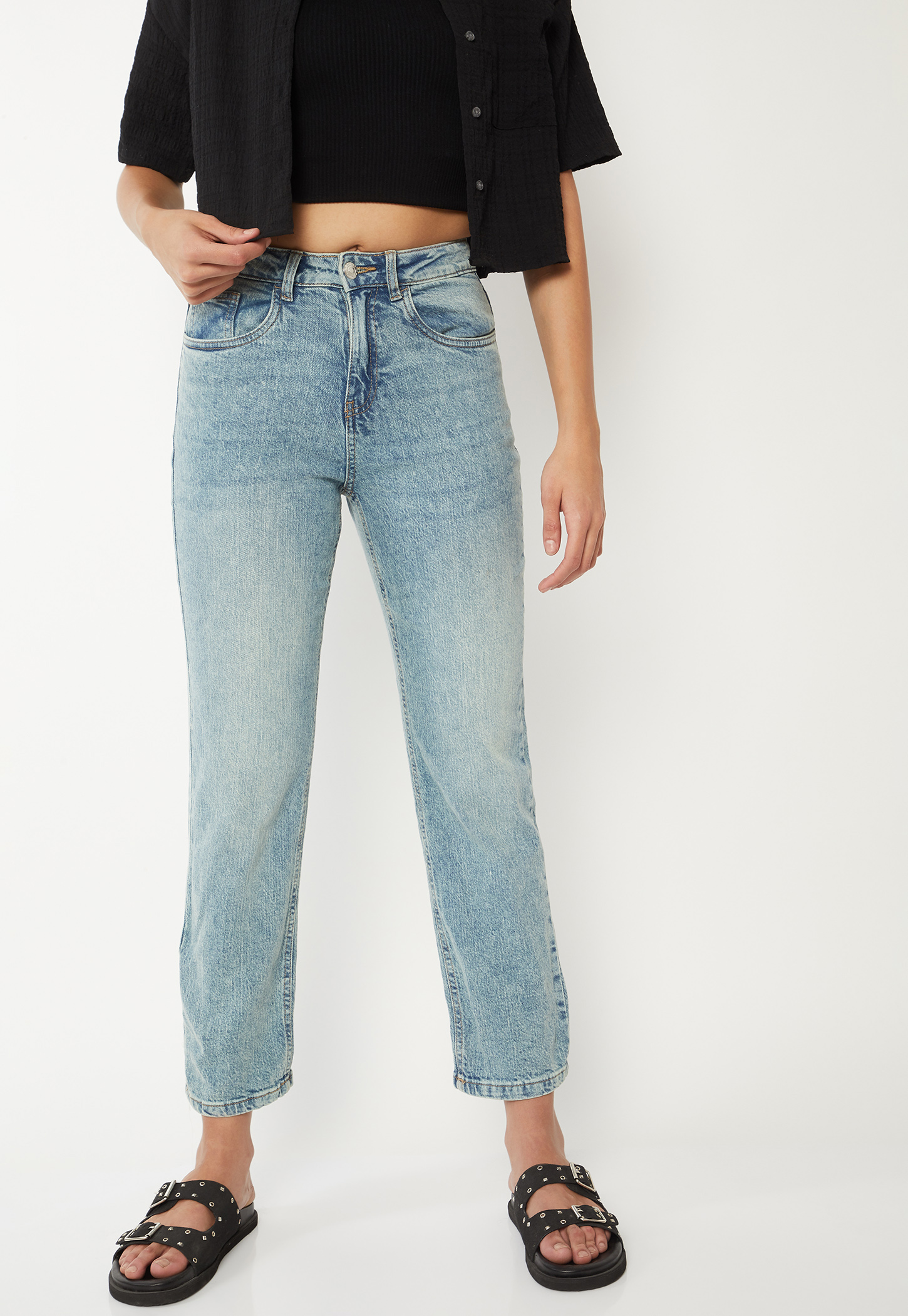 Women Washed Slim Straight Jeans-picture-43