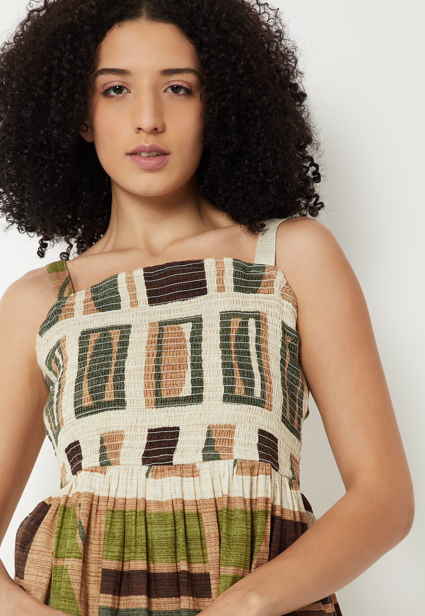 Kalki X Max Women Printed Smocked Midi Dress-picture-21