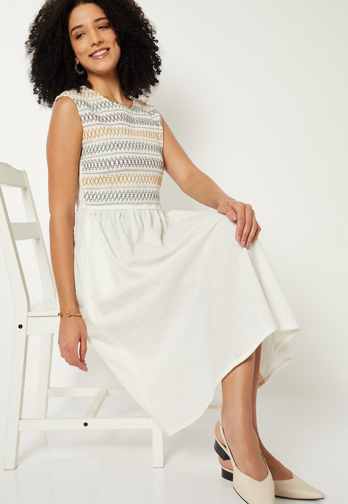 Women Smocked Midi Dress-picture-23