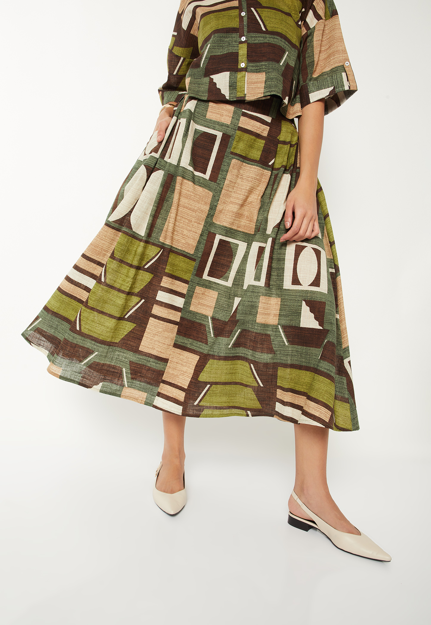 Women Printed A-line Midi Skirt-picture-11
