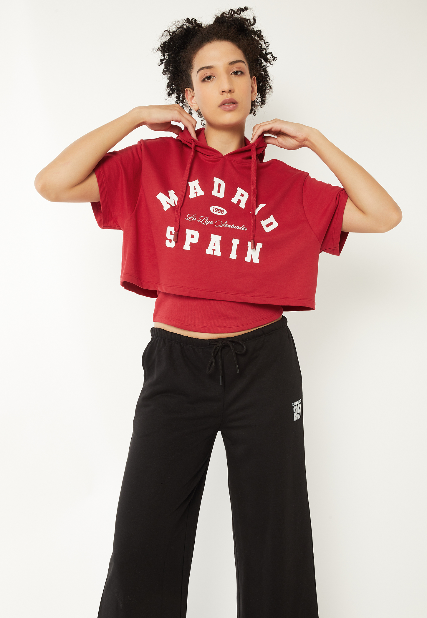Women Printed Hooded Boxy Fit Sports T-shirt with Camisole-picture-29