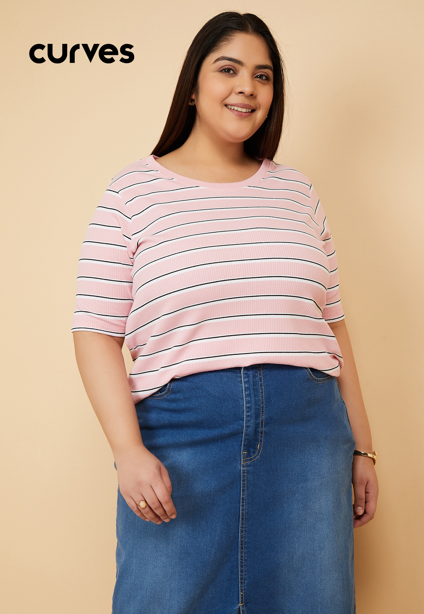 Women Striped Knit T-shirt-picture-46