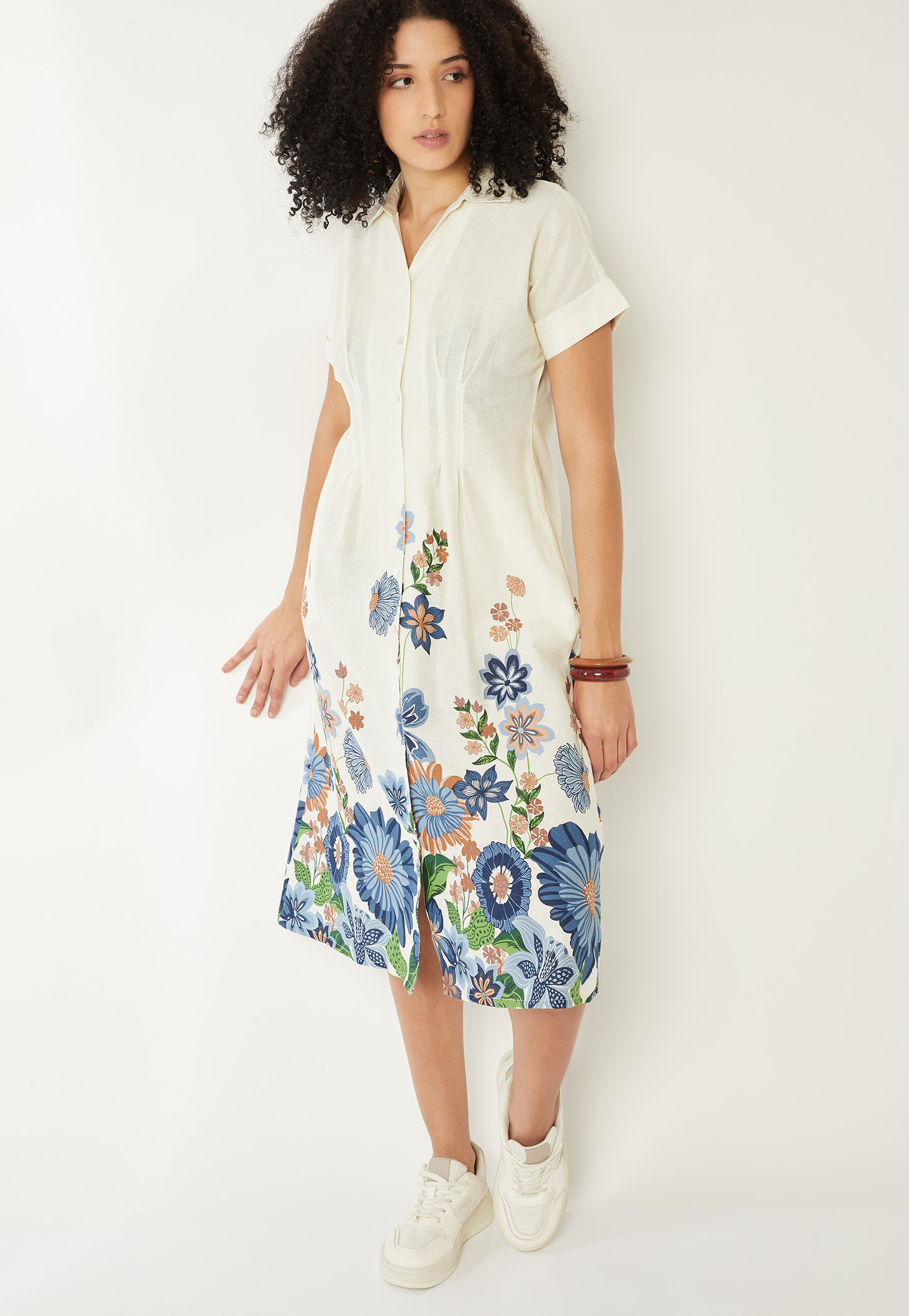 Women Floral Print Shirt Dress-image-9