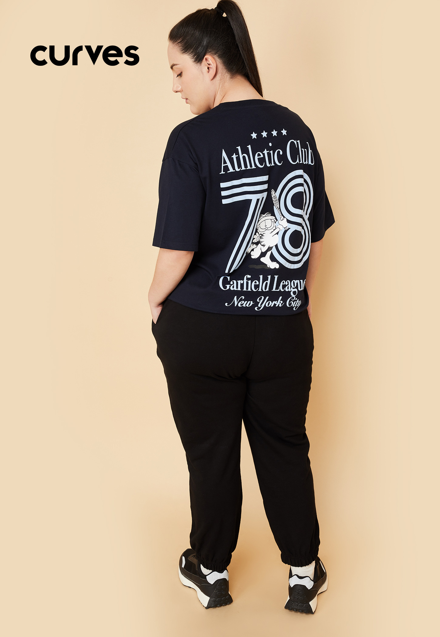 Women Back Garfield Print Sports T-shirt-picture-13