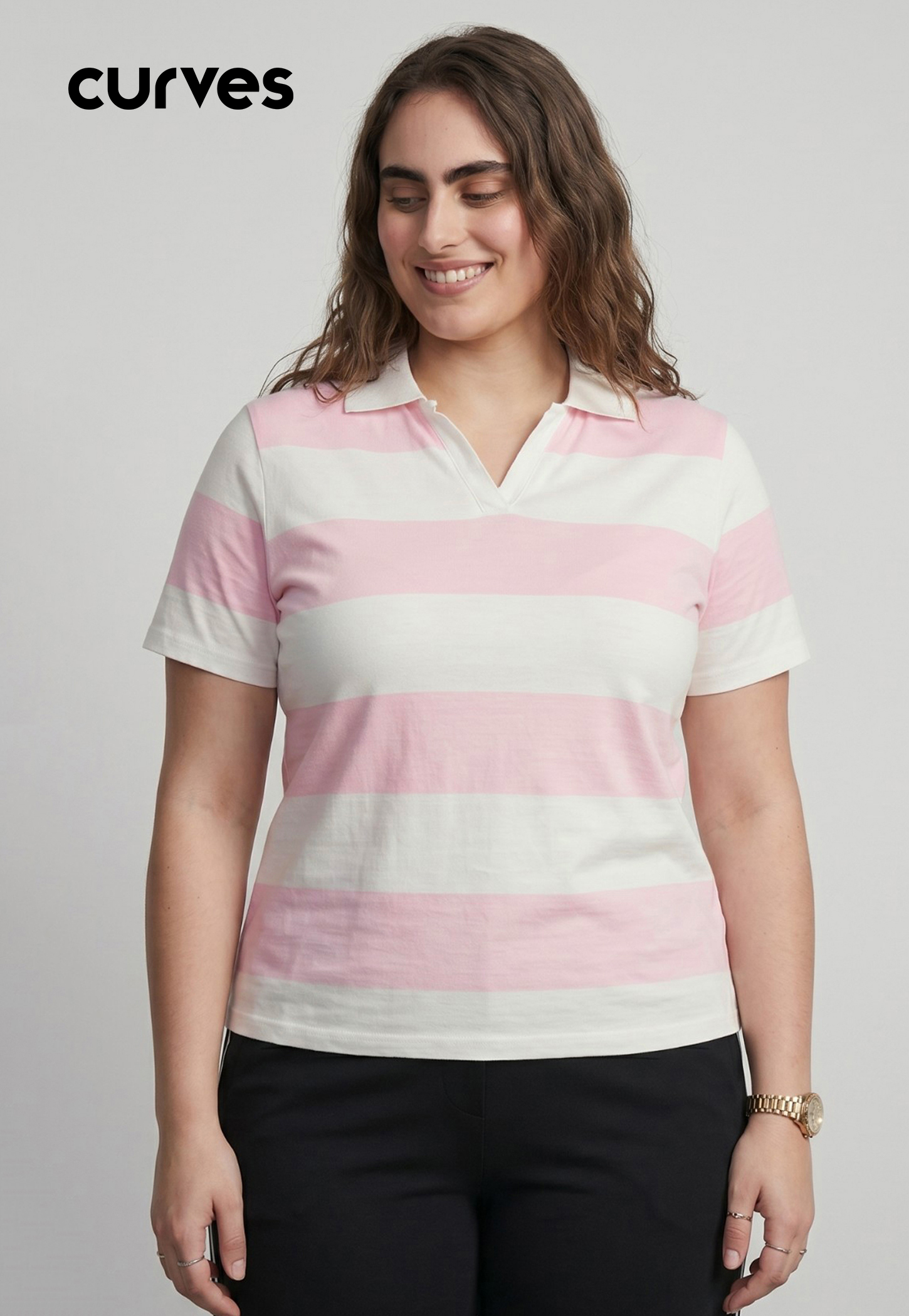 Women Striped Polo T-shirt-picture-14