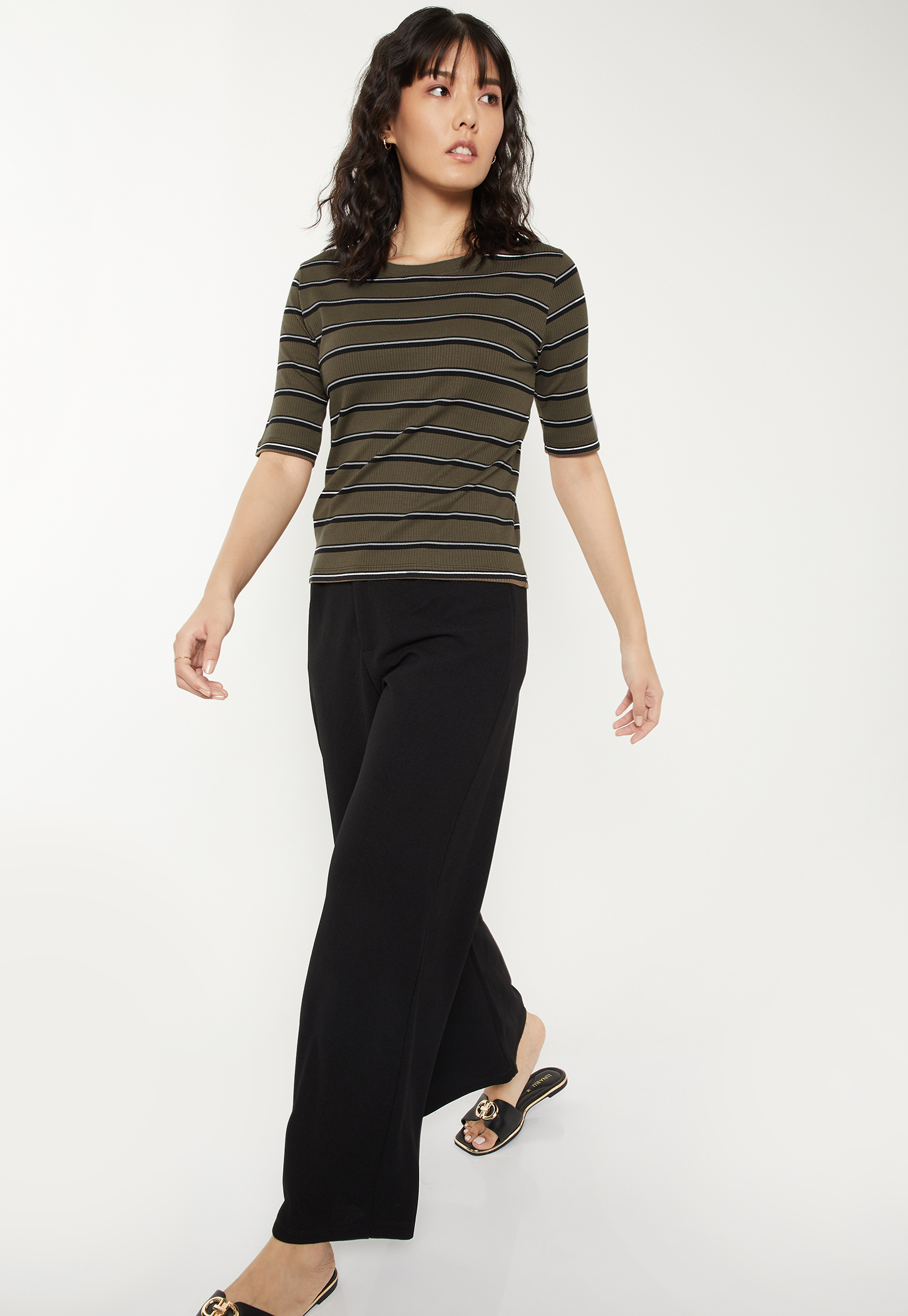 Women Striped Knit T-shirt-picture-44