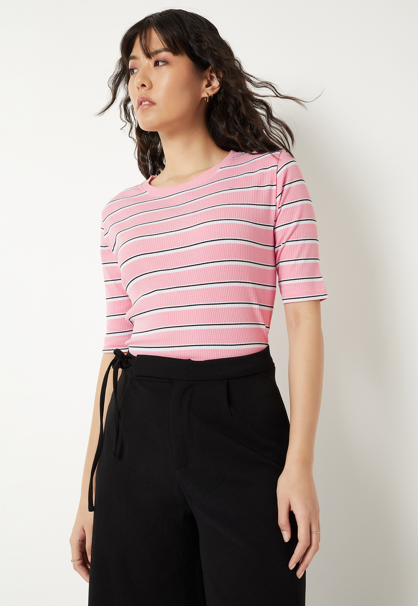 Women Striped Knit T-shirt-picture-43