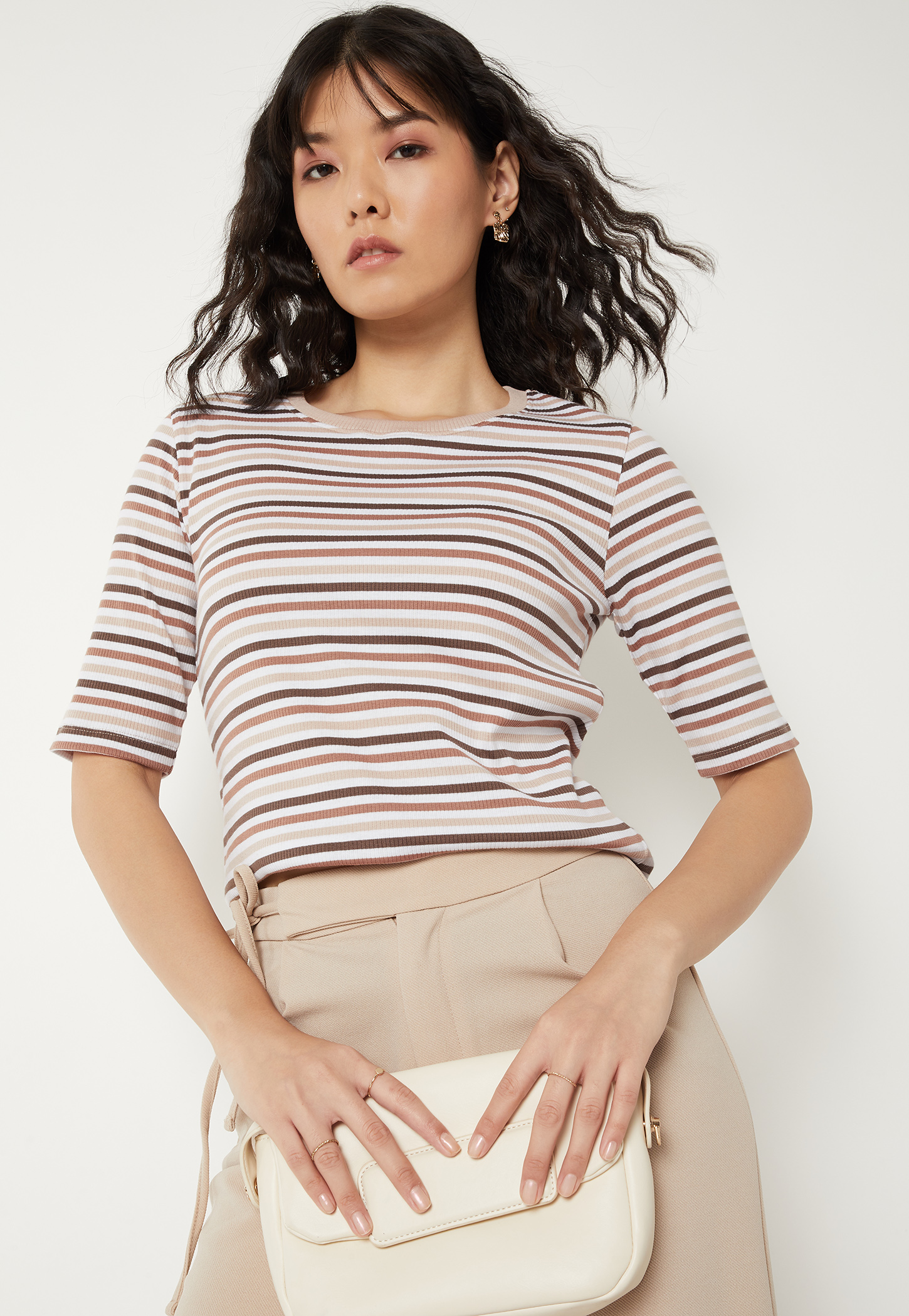 Women Striped Knit T-shirt-picture-41