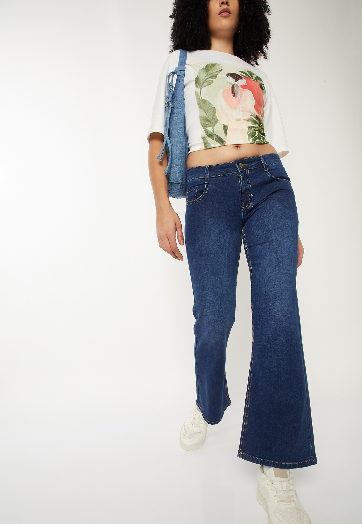 Women Washed Flared Jeans