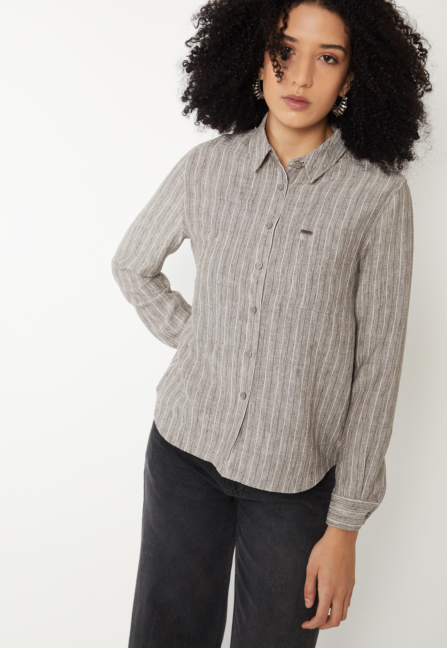 Women Regular Fit Striped Shirt-image-13