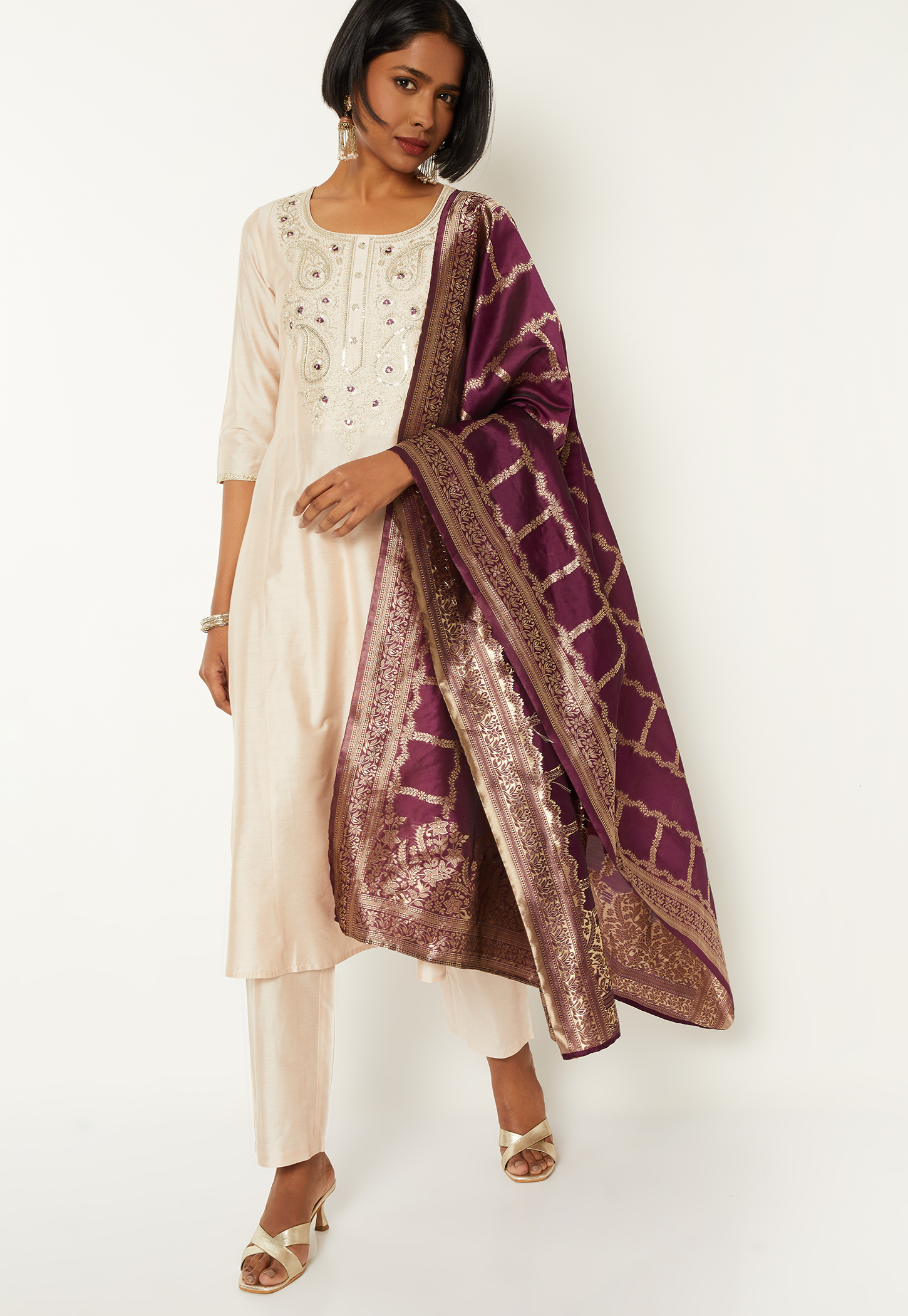 Women Embroidered A-line Kurta Set with Dupatta-image-35